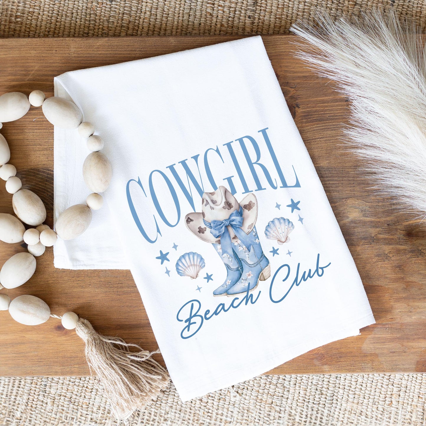 Cotton Tea Towel White-Coastal Cowgirl -1