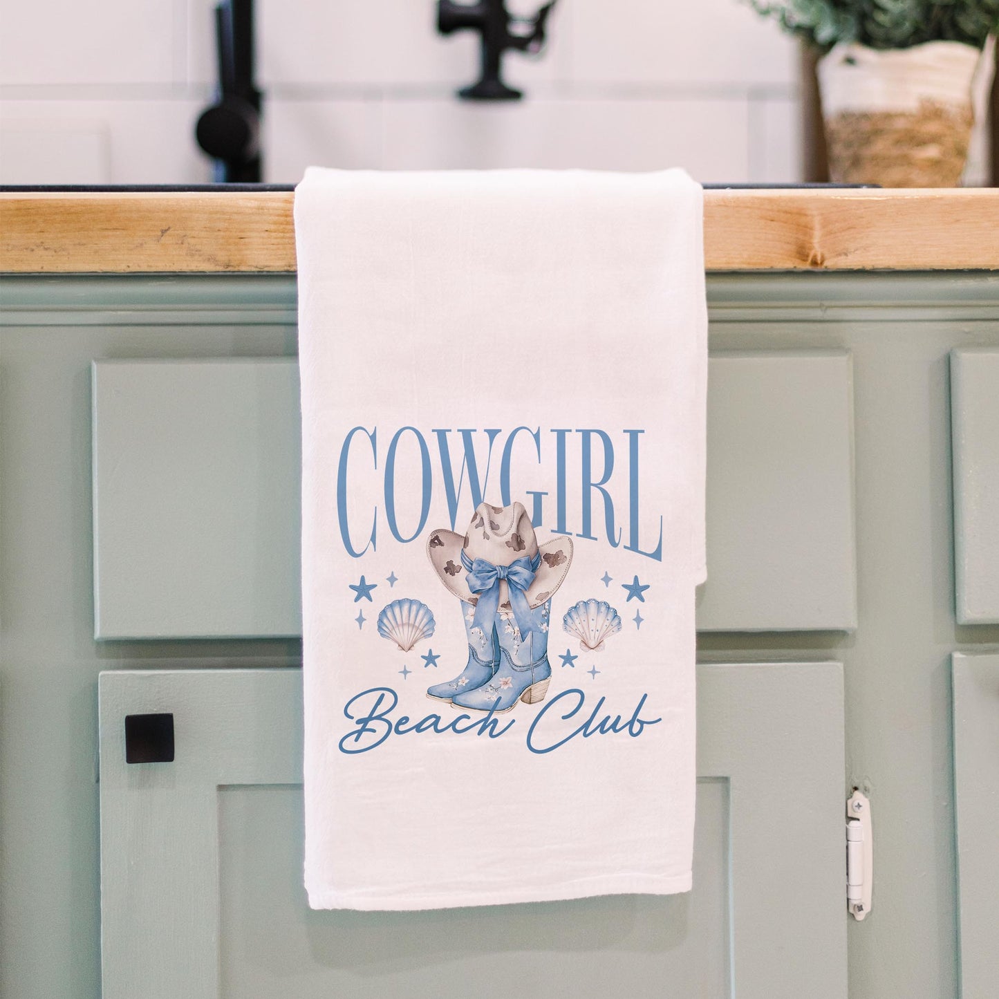 Cotton Tea Towel White-Coastal Cowgirl -3