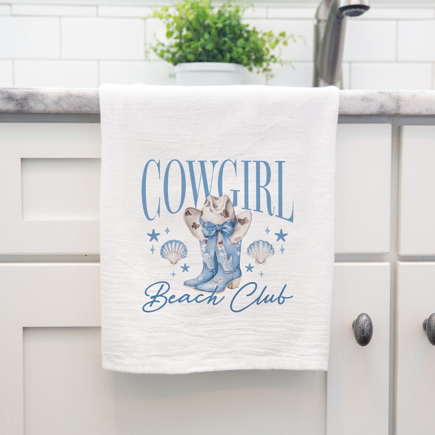 Cotton Tea Towel White-Coastal Cowgirl -4
