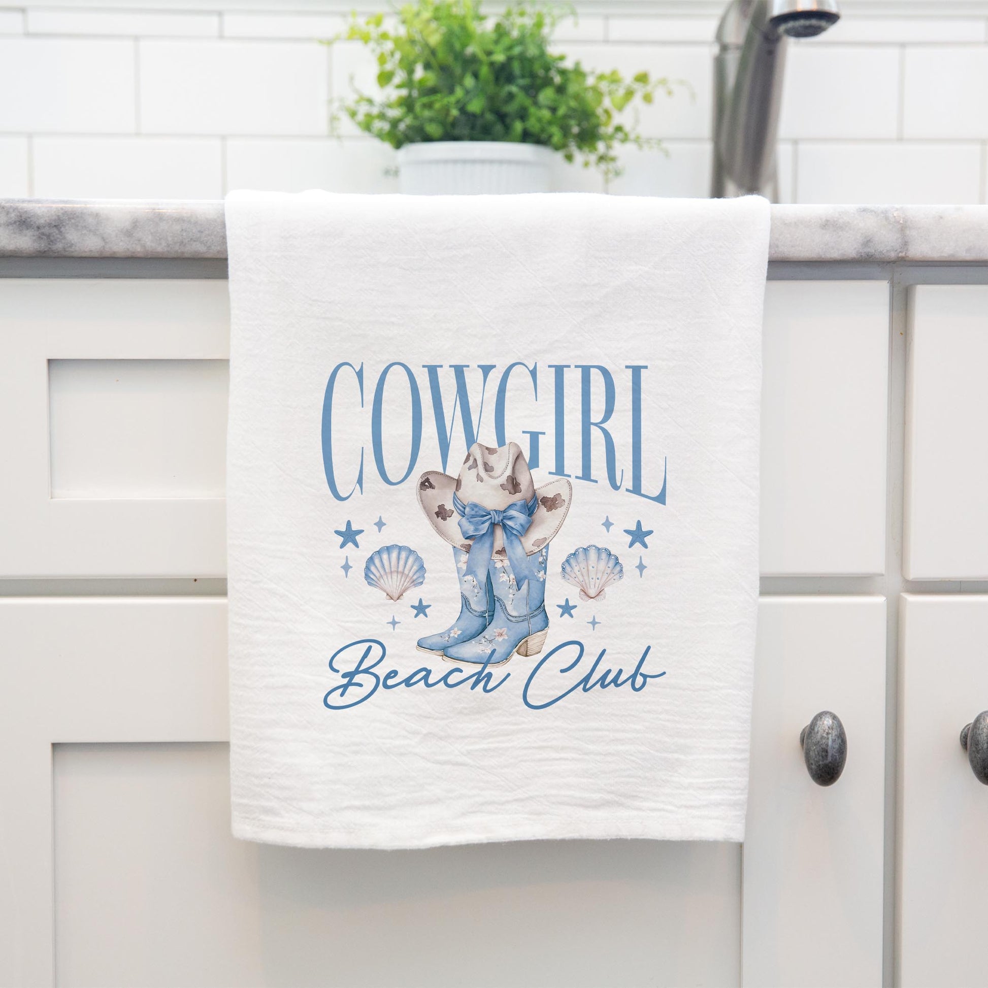 Cotton Tea Towel White-Coastal Cowgirl -4