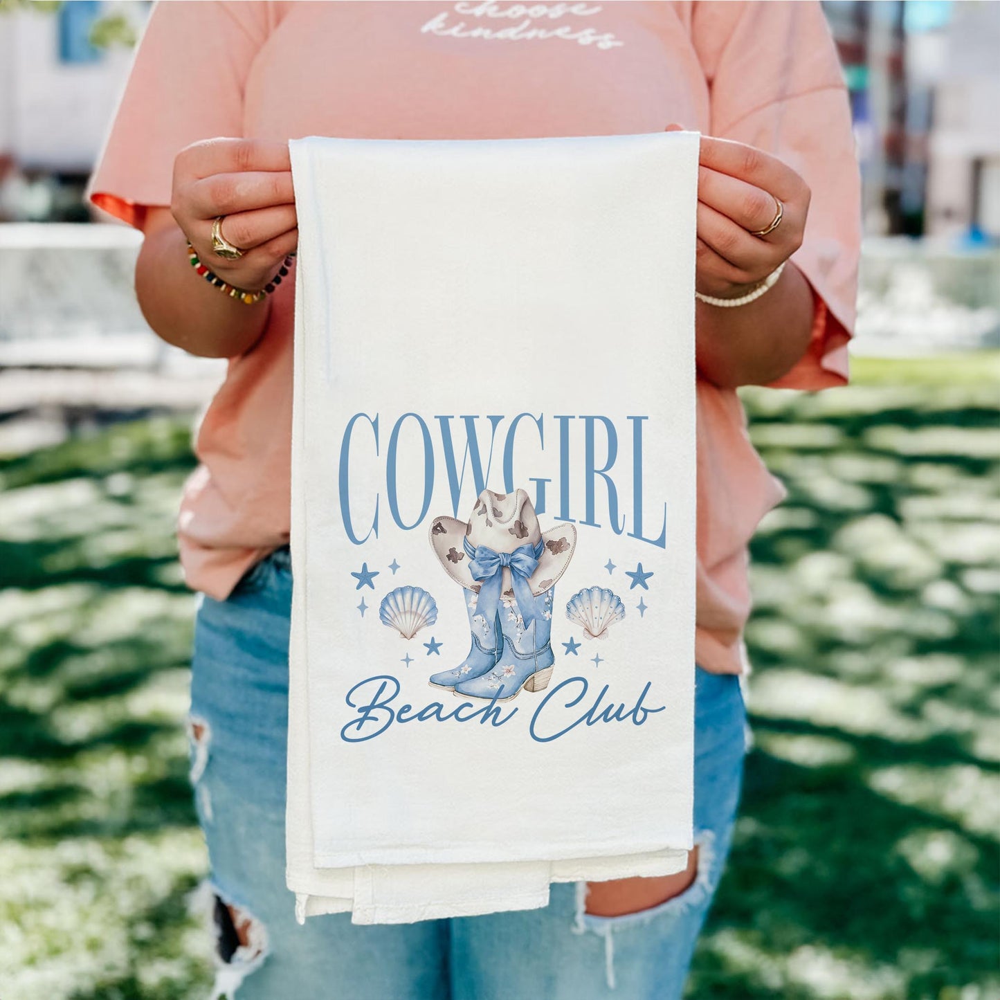 Cotton Tea Towel White-Coastal Cowgirl -5