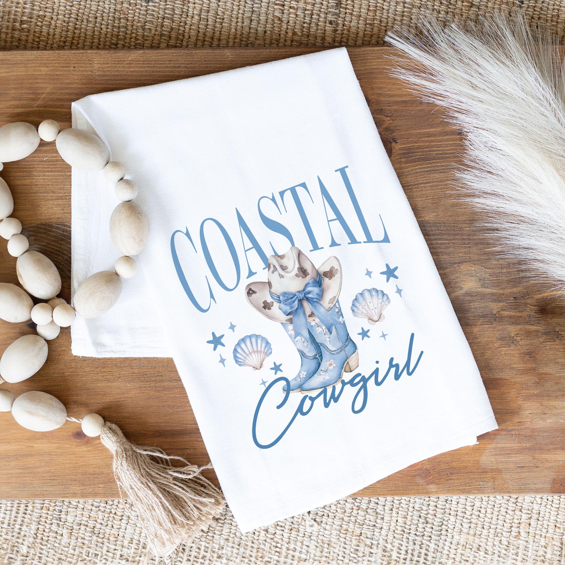 Cotton Tea Towel White-Coastal Cowgirl 2 -1