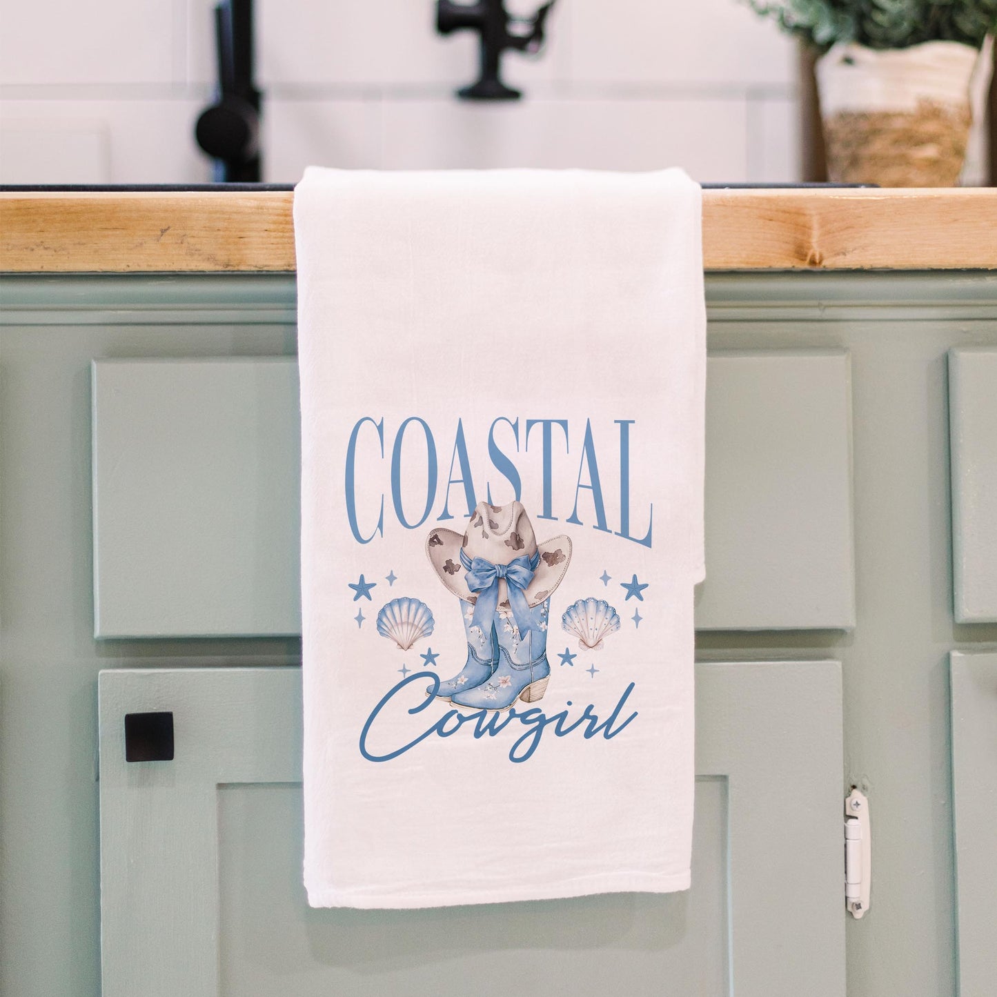 Cotton Tea Towel White-Coastal Cowgirl 2 -3