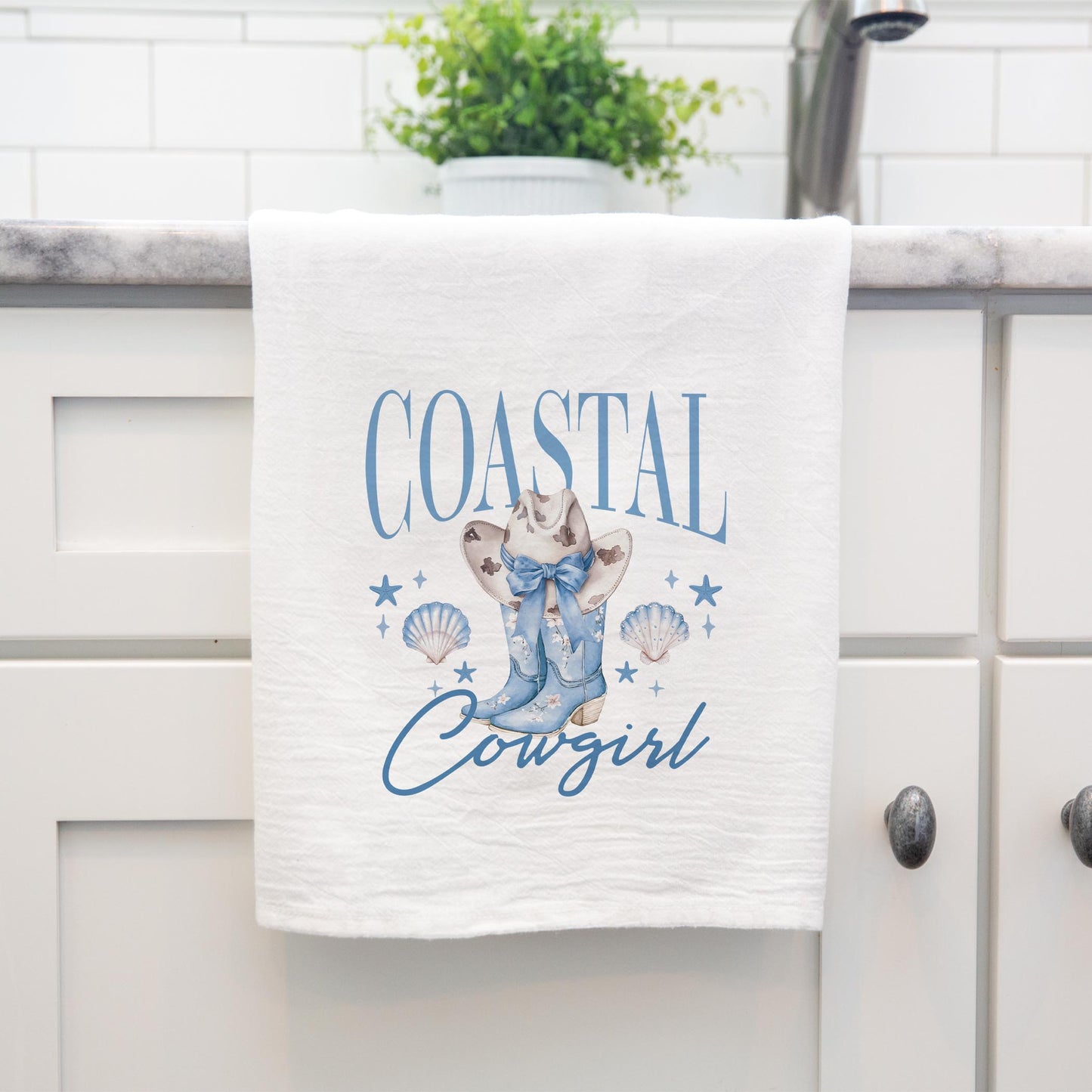 Cotton Tea Towel White-Coastal Cowgirl 2 -4