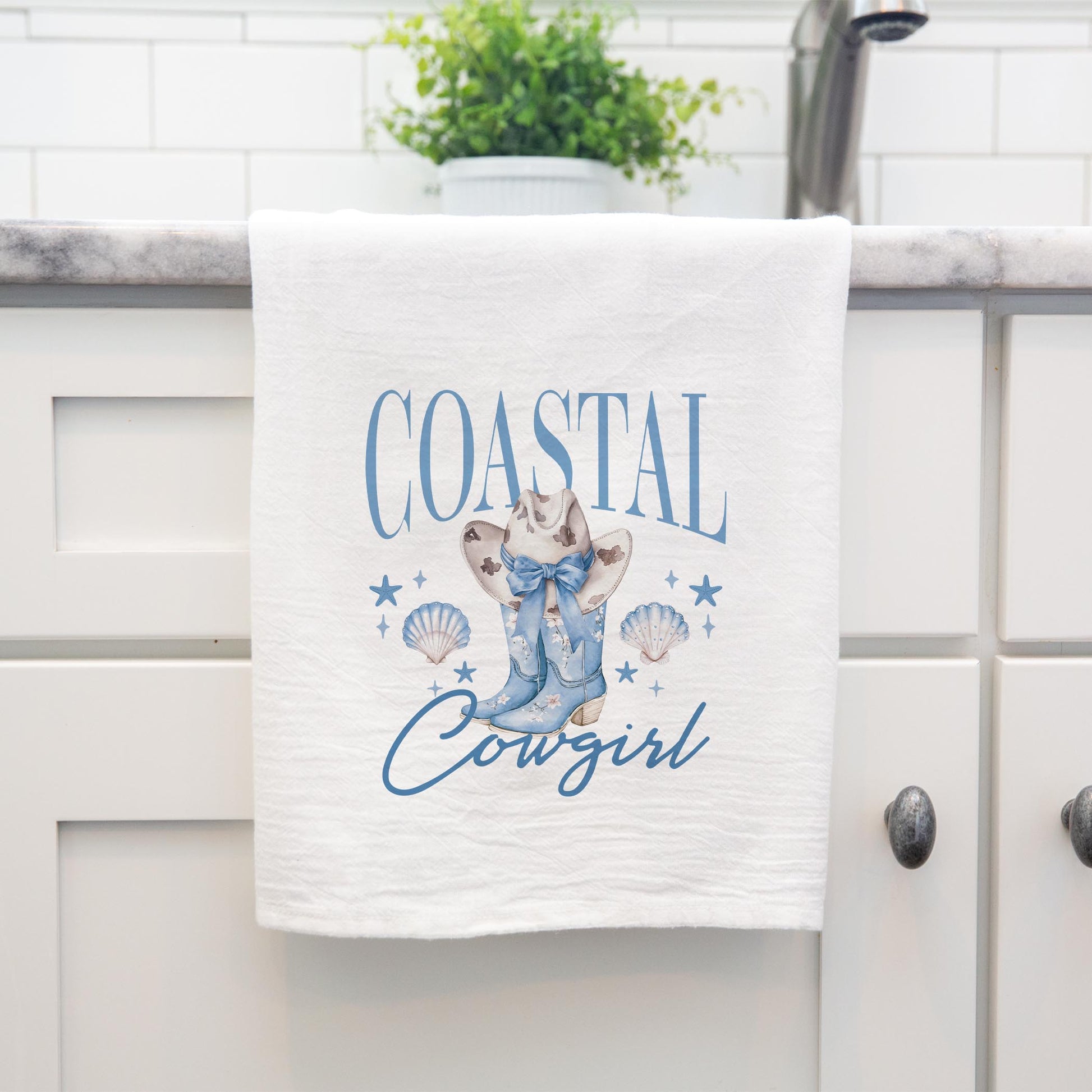 Cotton Tea Towel White-Coastal Cowgirl 2 -4