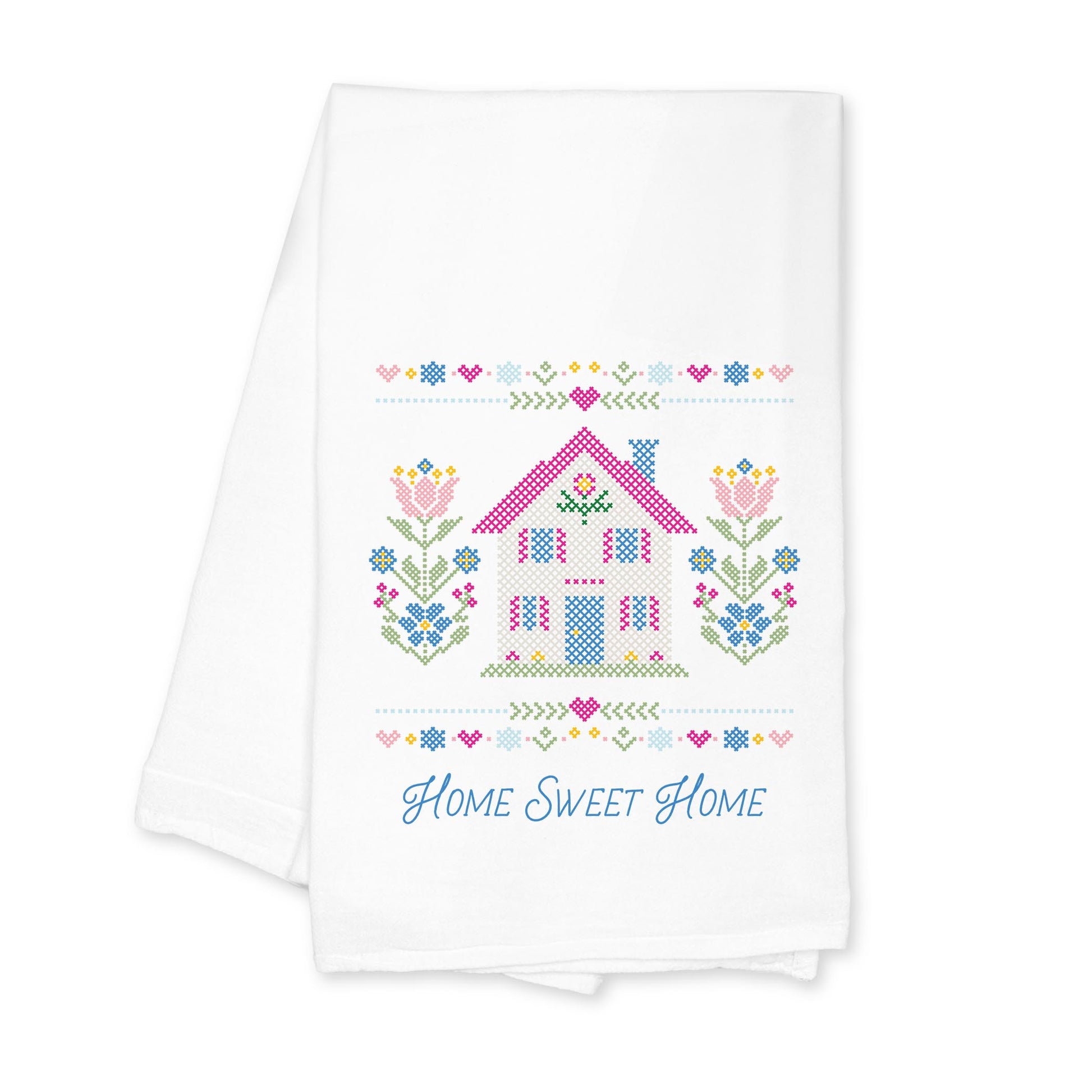 Cotton Tea Towel White-Summer Cottage -0