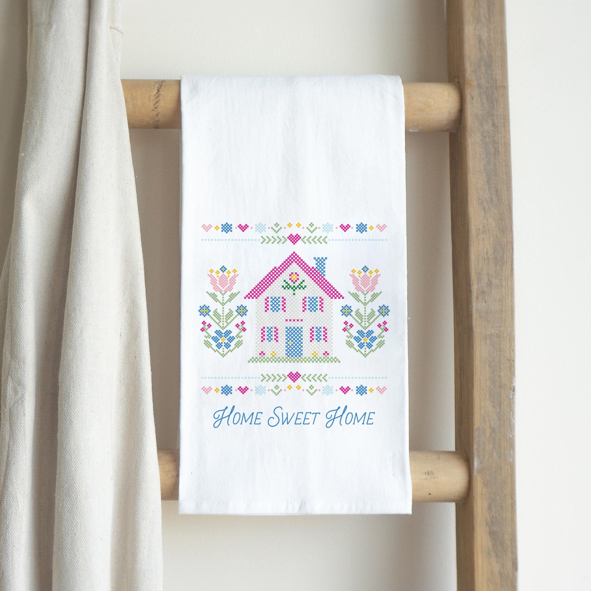 Cotton Tea Towel White-Summer Cottage -2