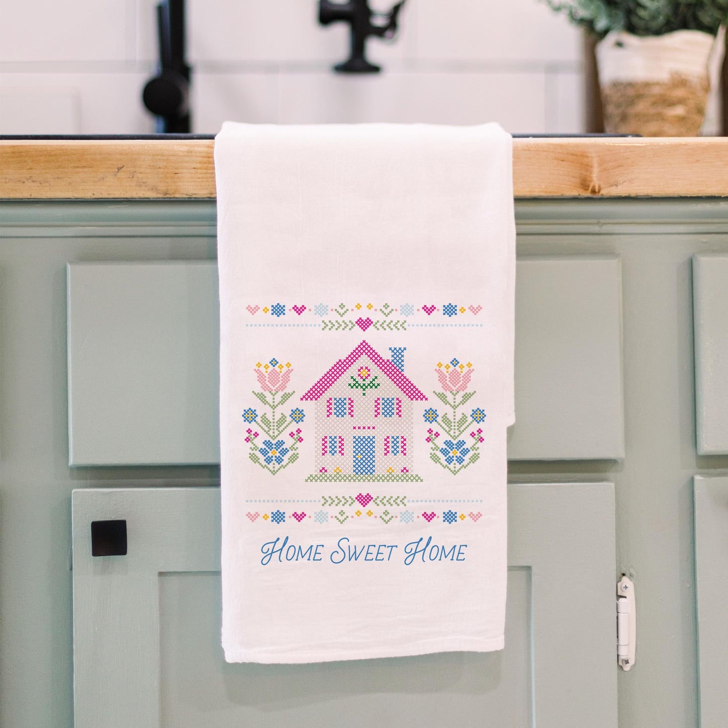 Cotton Tea Towel White-Summer Cottage -3