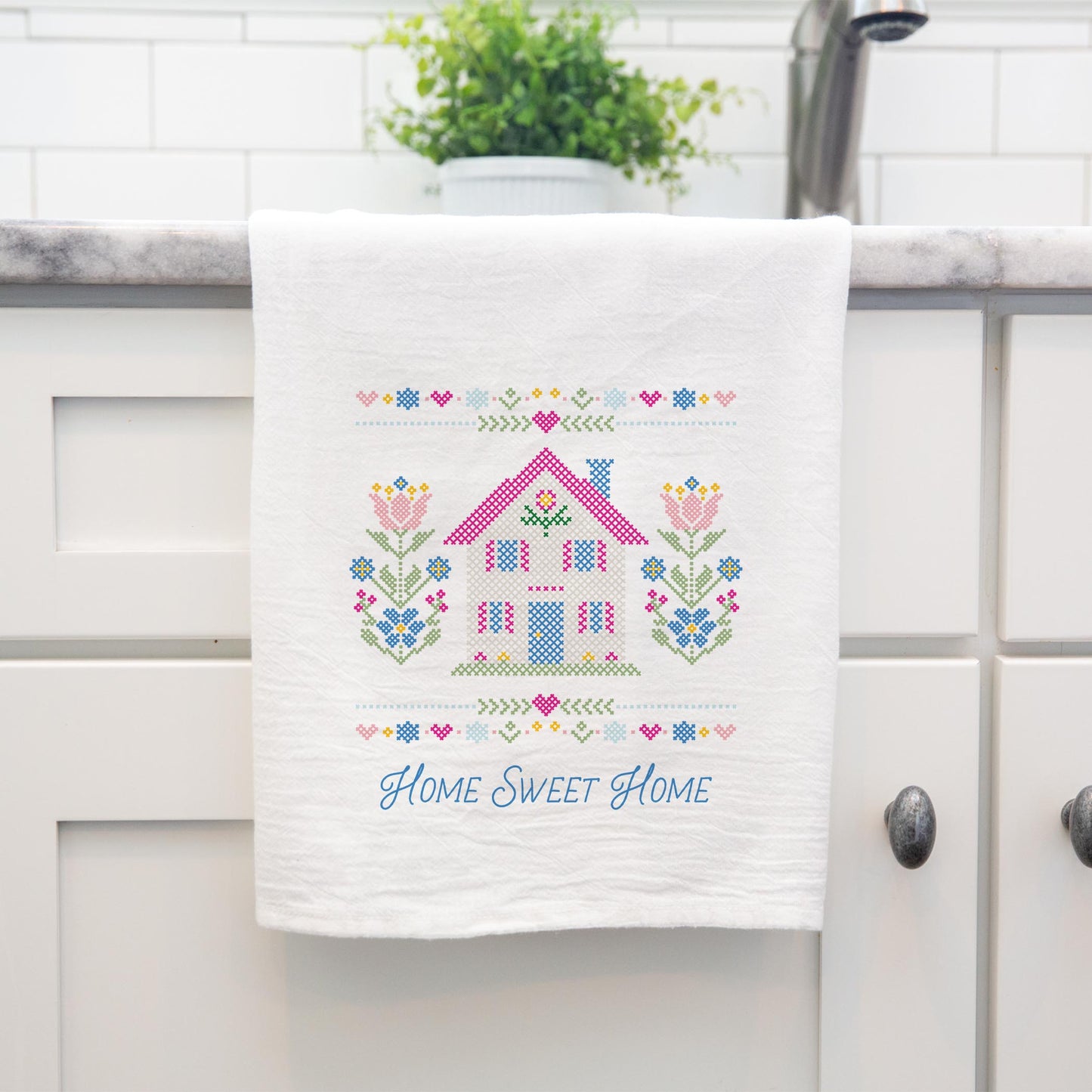 Cotton Tea Towel White-Summer Cottage -4