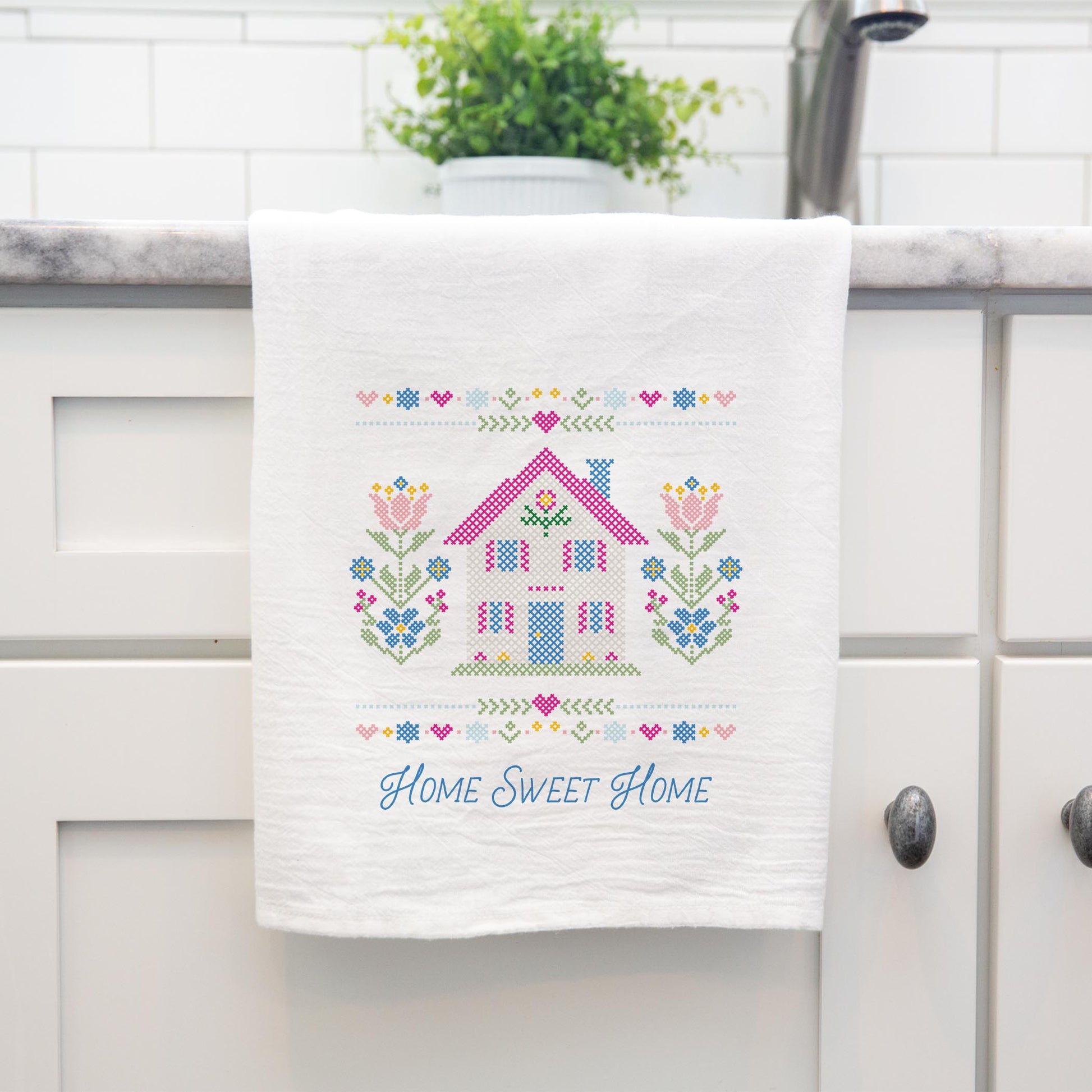 Cotton Tea Towel White-Summer Cottage -4