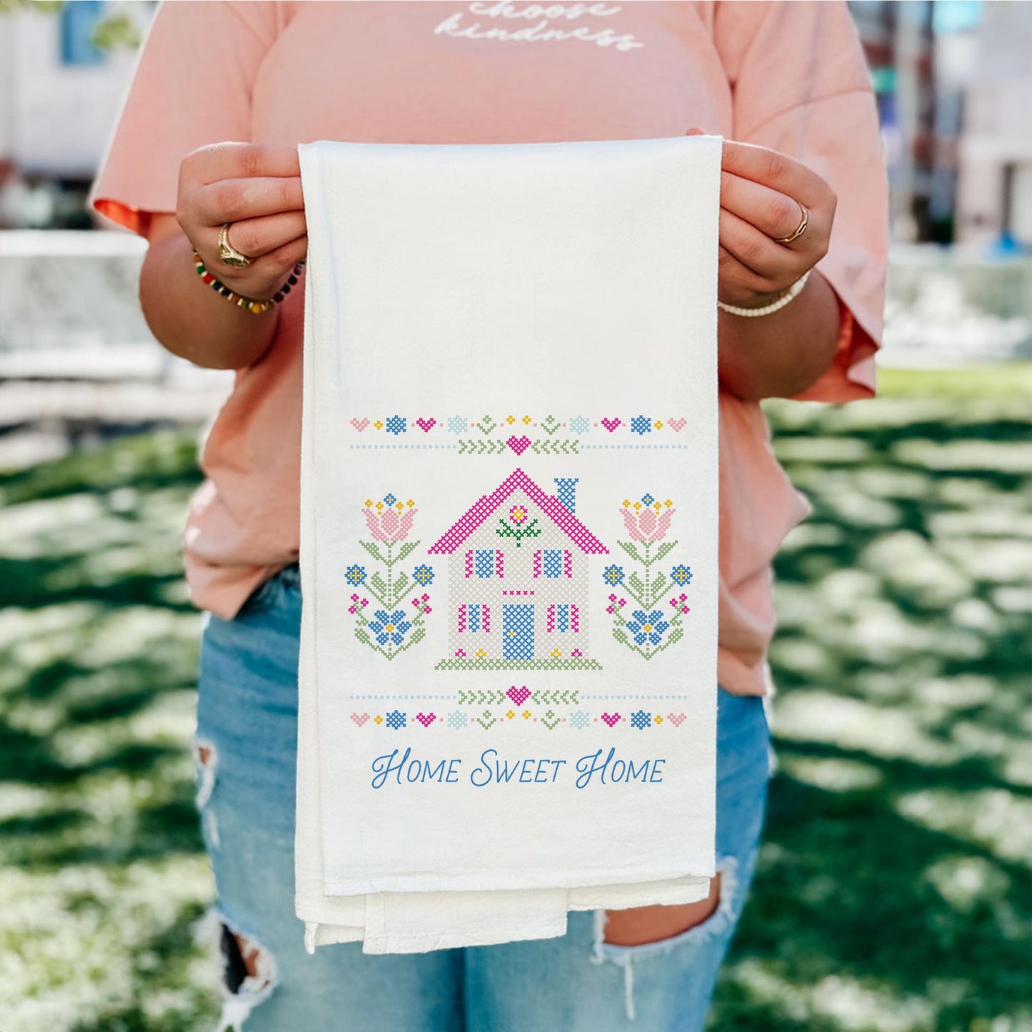 Cotton Tea Towel White-Summer Cottage -5