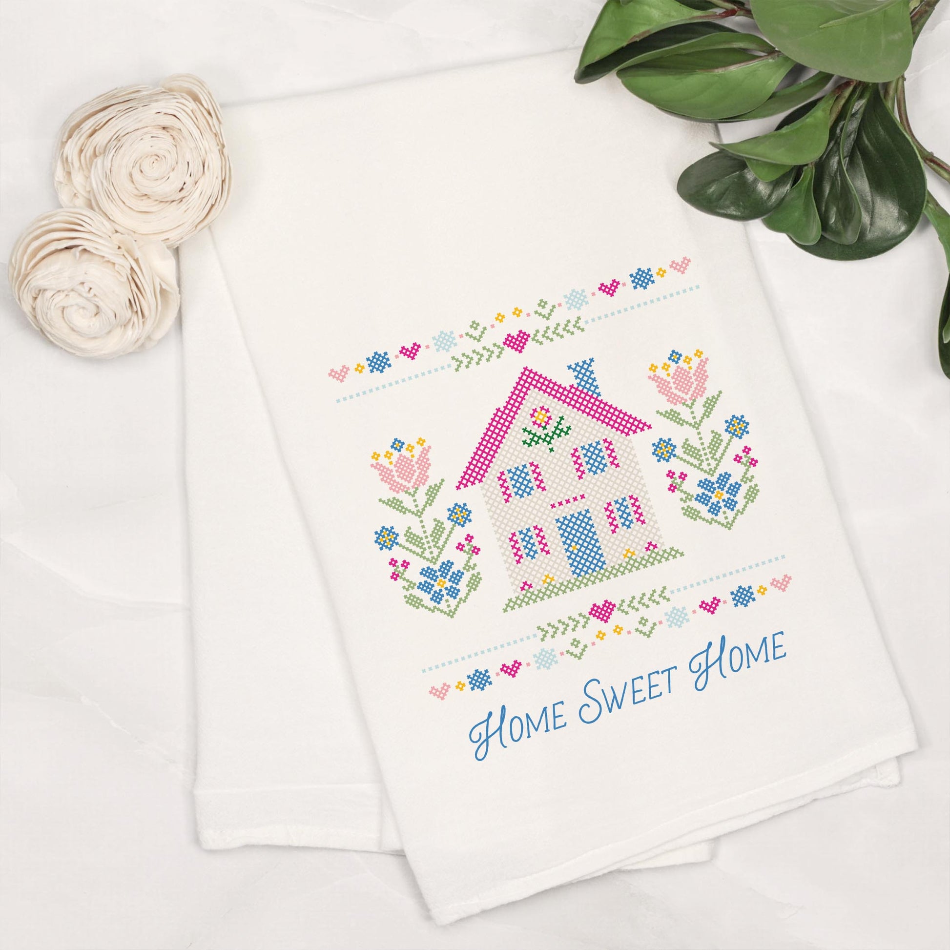 Cotton Tea Towel White-Summer Cottage -6