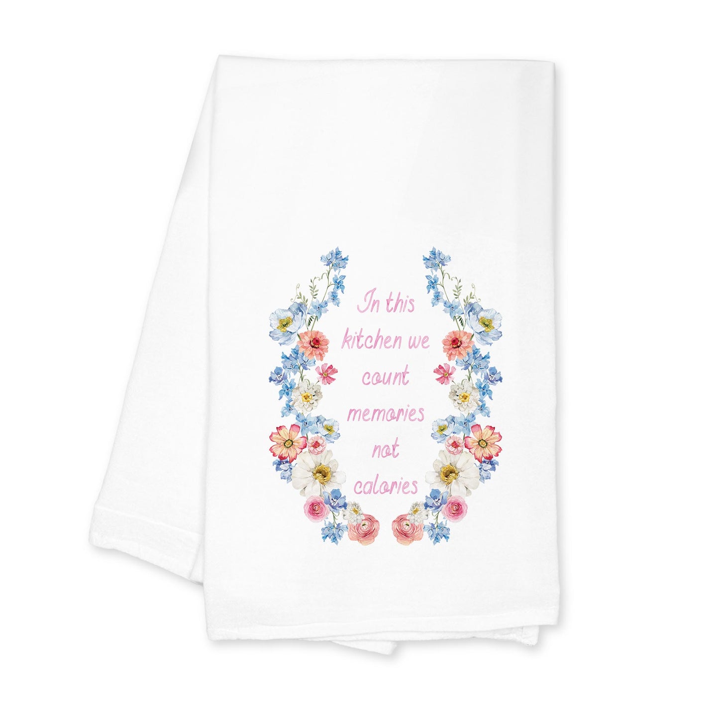 Cotton Tea Towel White-Fantasy Garden Memories Not Calories -0