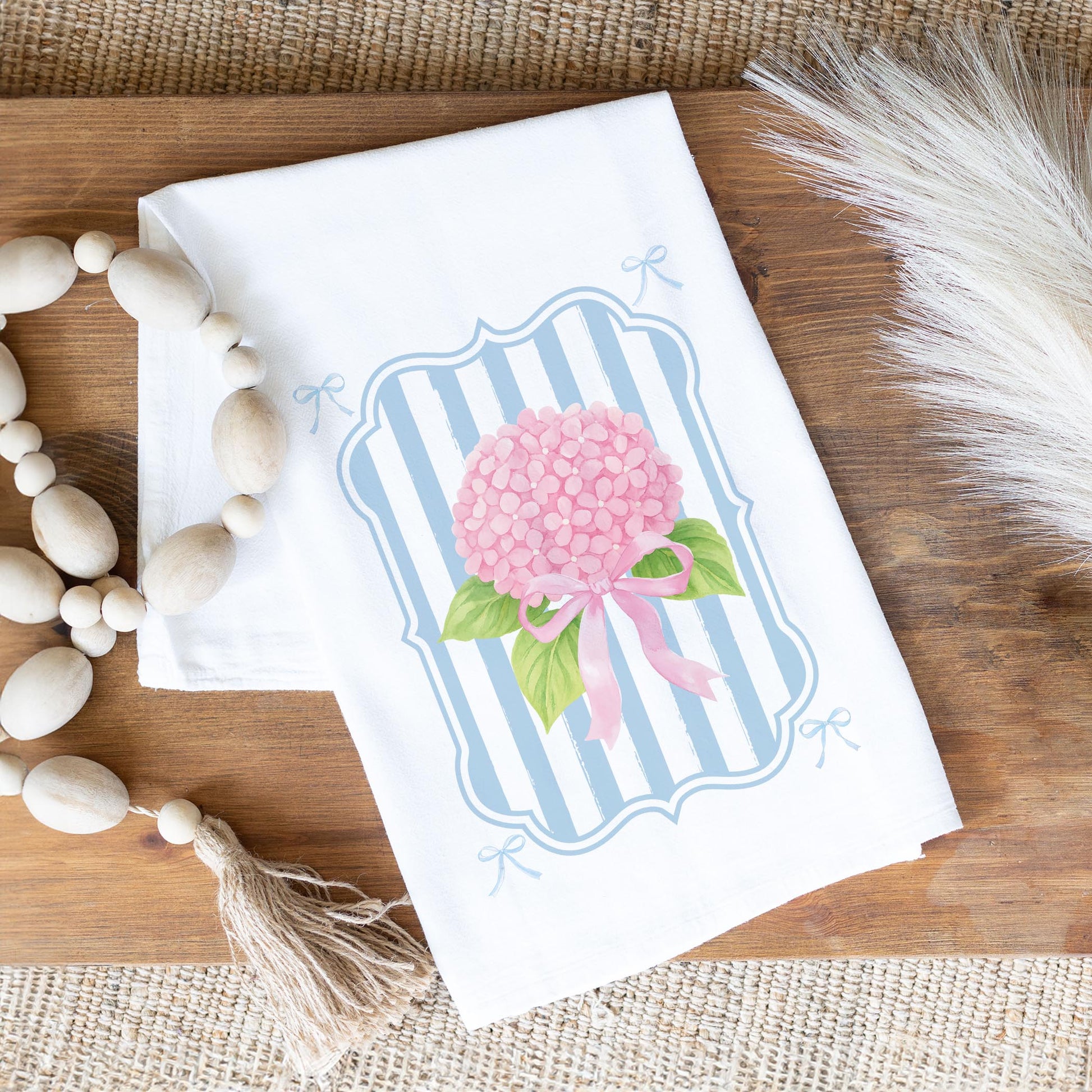 Cotton Tea Towel White-Hydrangea Cottage -1