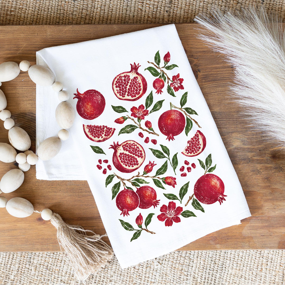 Cotton Tea Towel White-Autumn Orchard -1