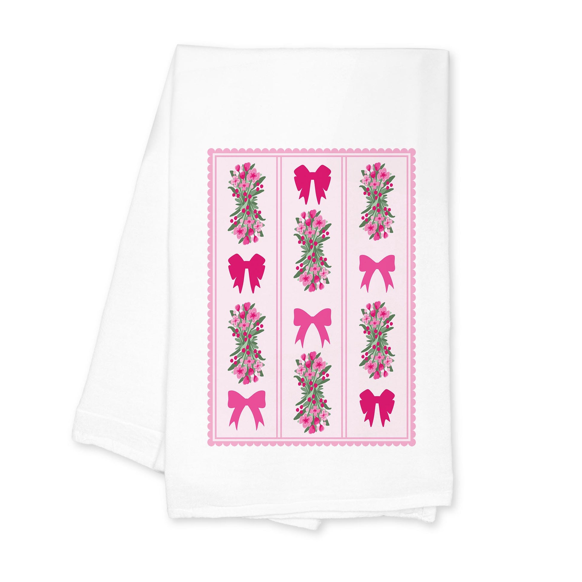 Cotton Tea Towel White-Bonita Bows -0