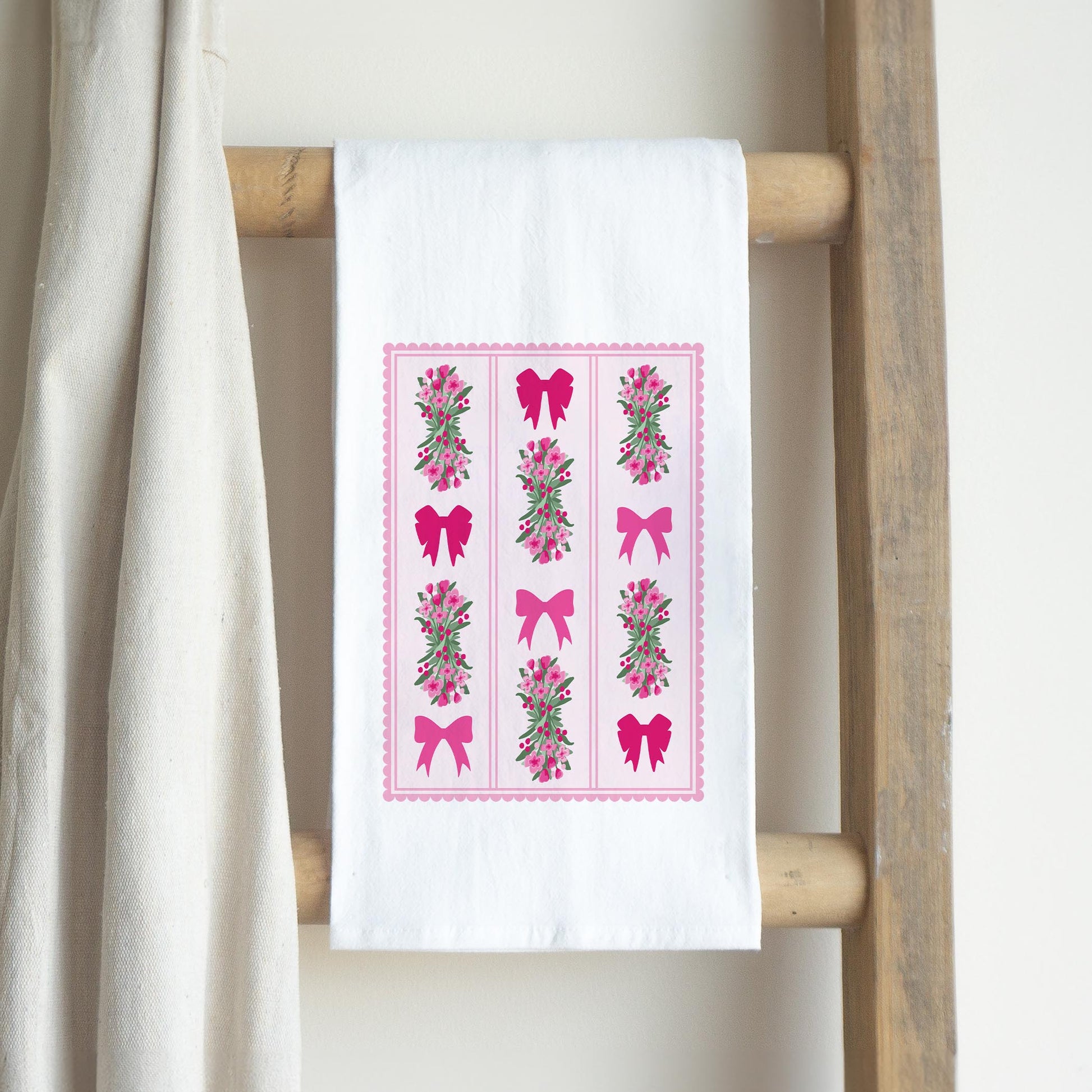 Cotton Tea Towel White-Bonita Bows -2
