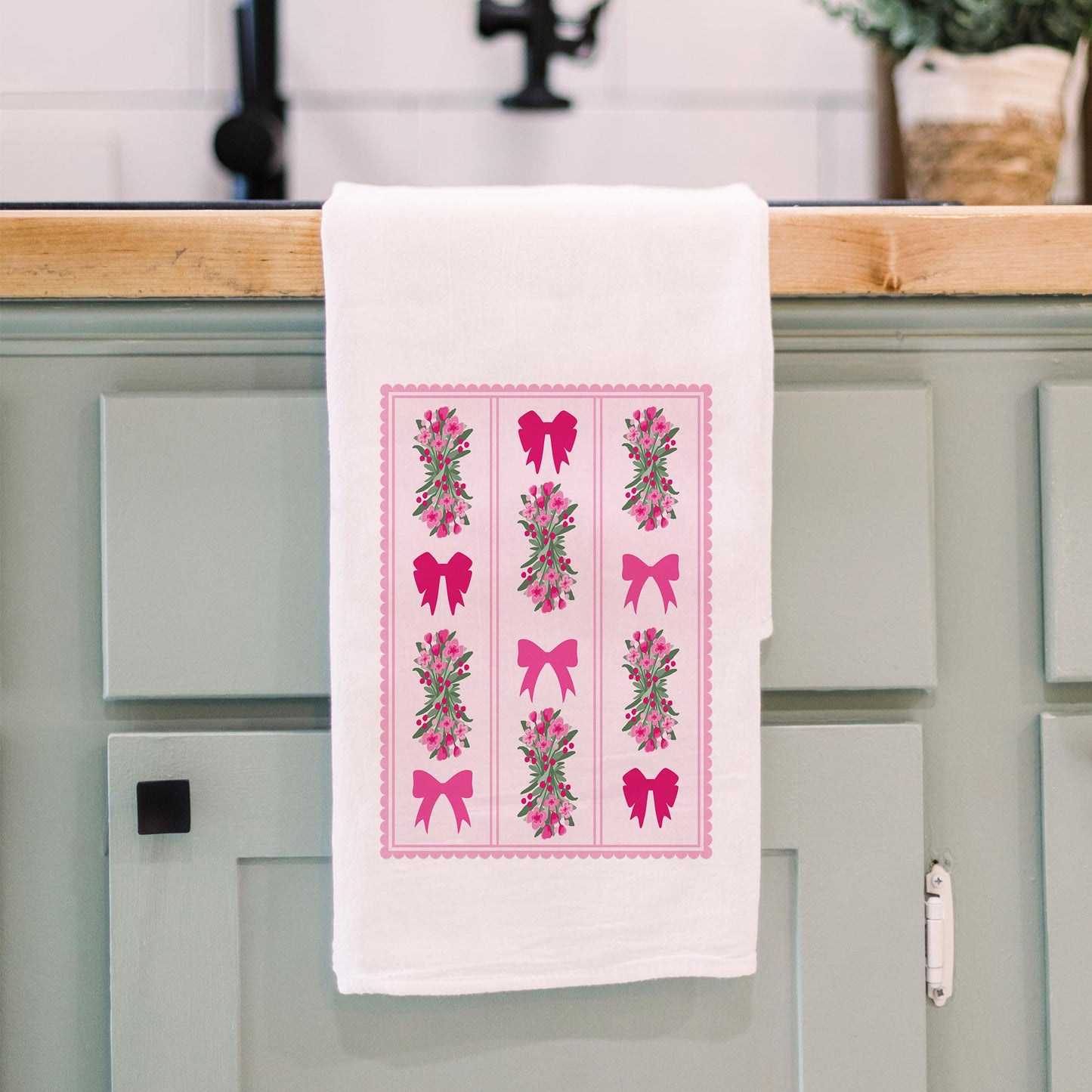 Cotton Tea Towel White-Bonita Bows -3