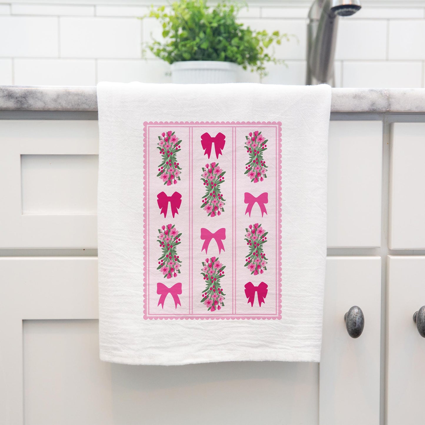 Cotton Tea Towel White-Bonita Bows -4