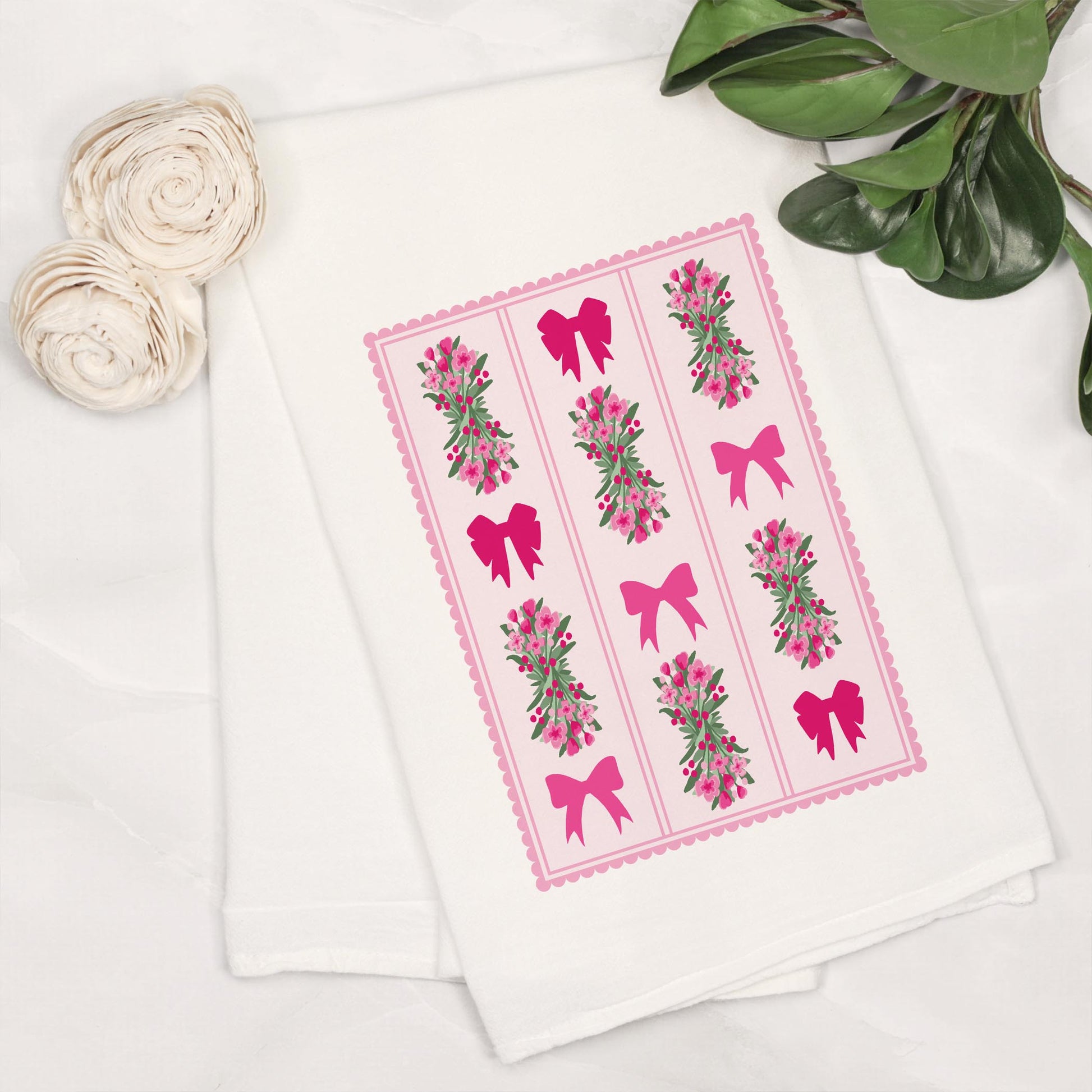 Cotton Tea Towel White-Bonita Bows -6