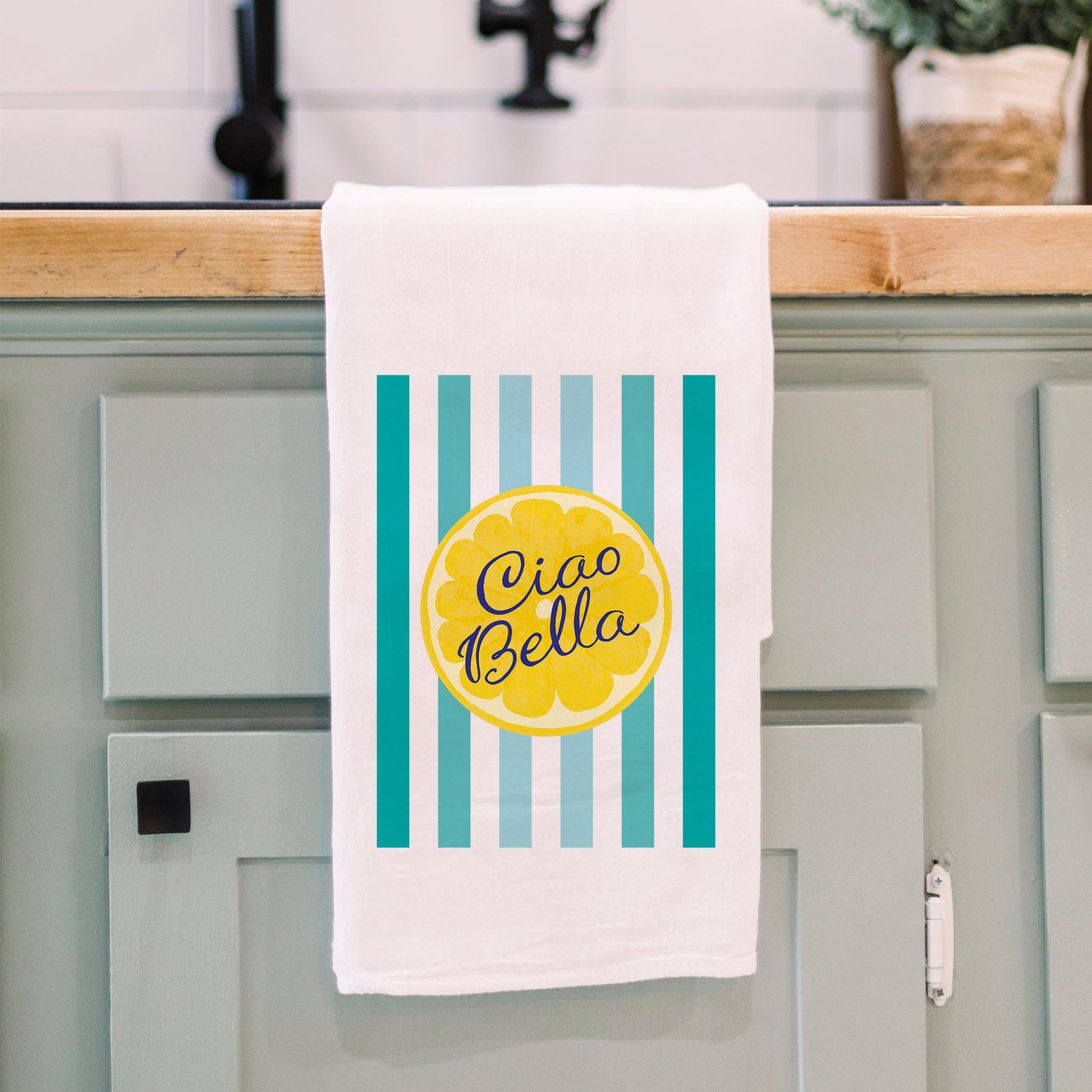 Cotton Tea Towel White-Summer Daze Ciao Bella -3