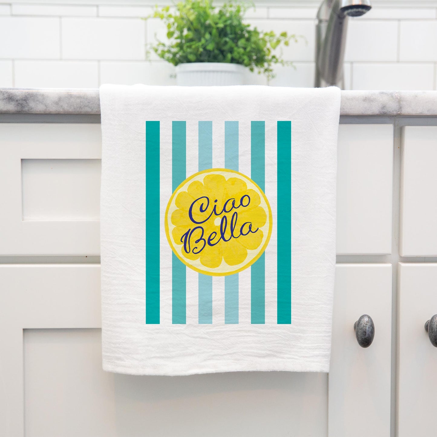 Cotton Tea Towel White-Summer Daze Ciao Bella -4