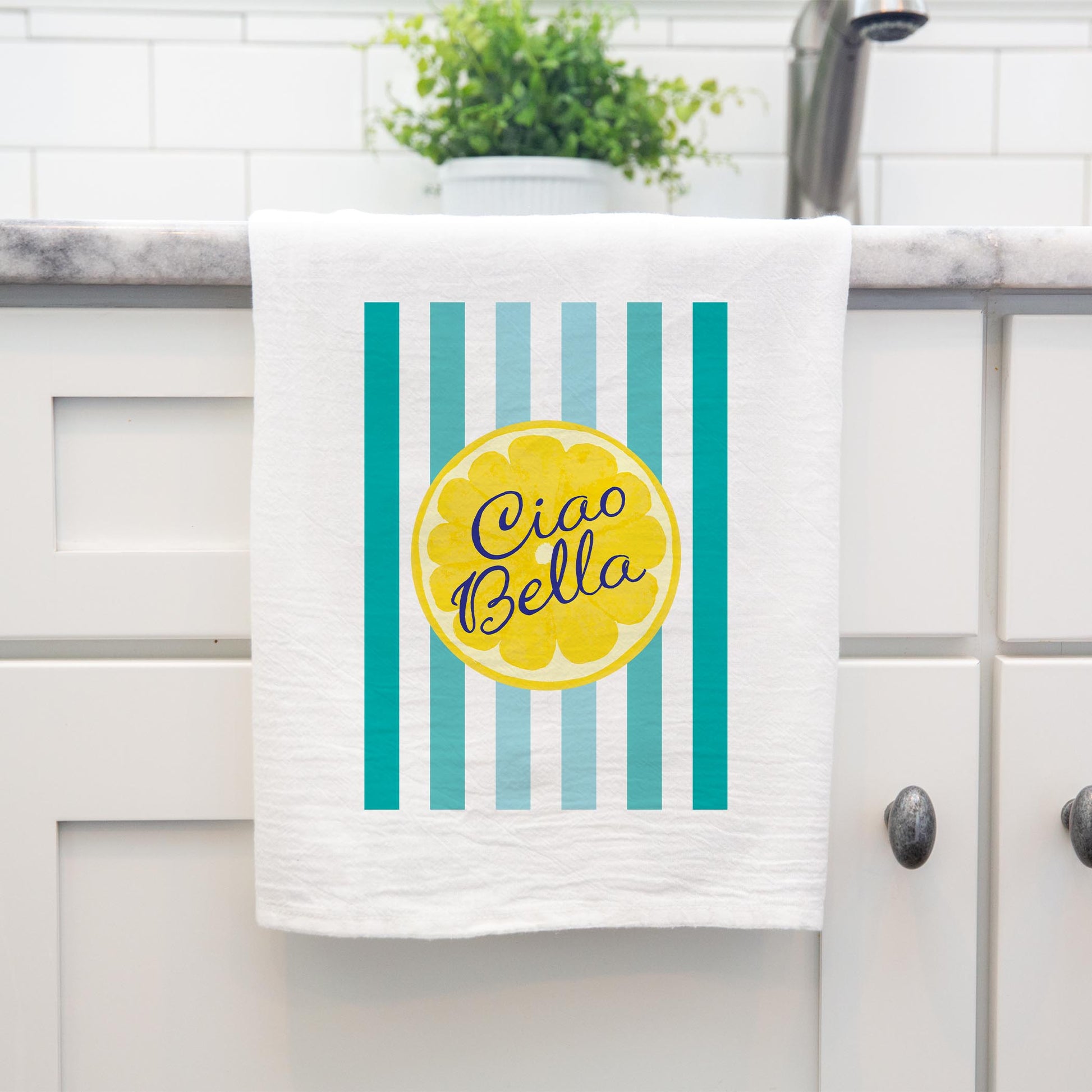 Cotton Tea Towel White-Summer Daze Ciao Bella -4