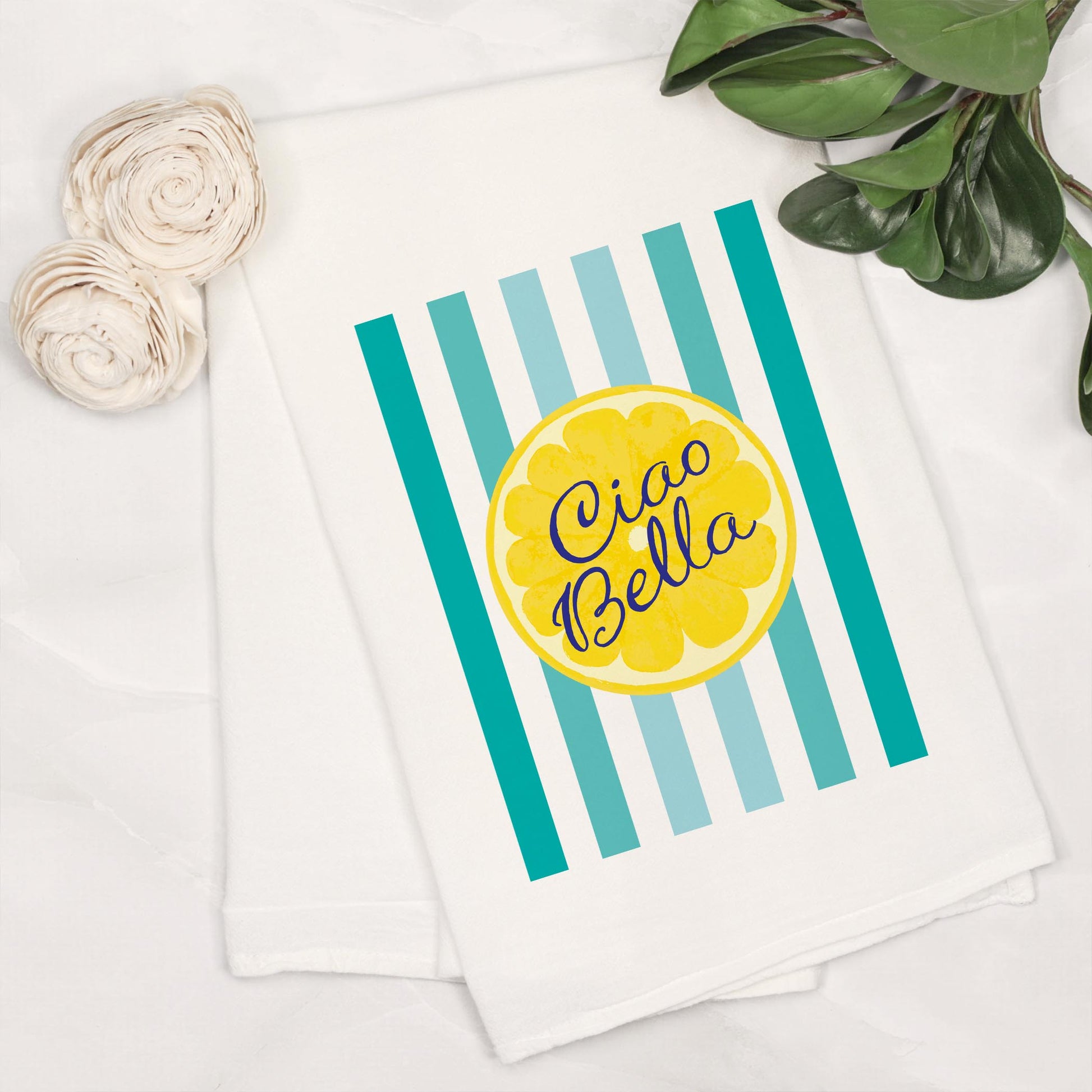 Cotton Tea Towel White-Summer Daze Ciao Bella -6