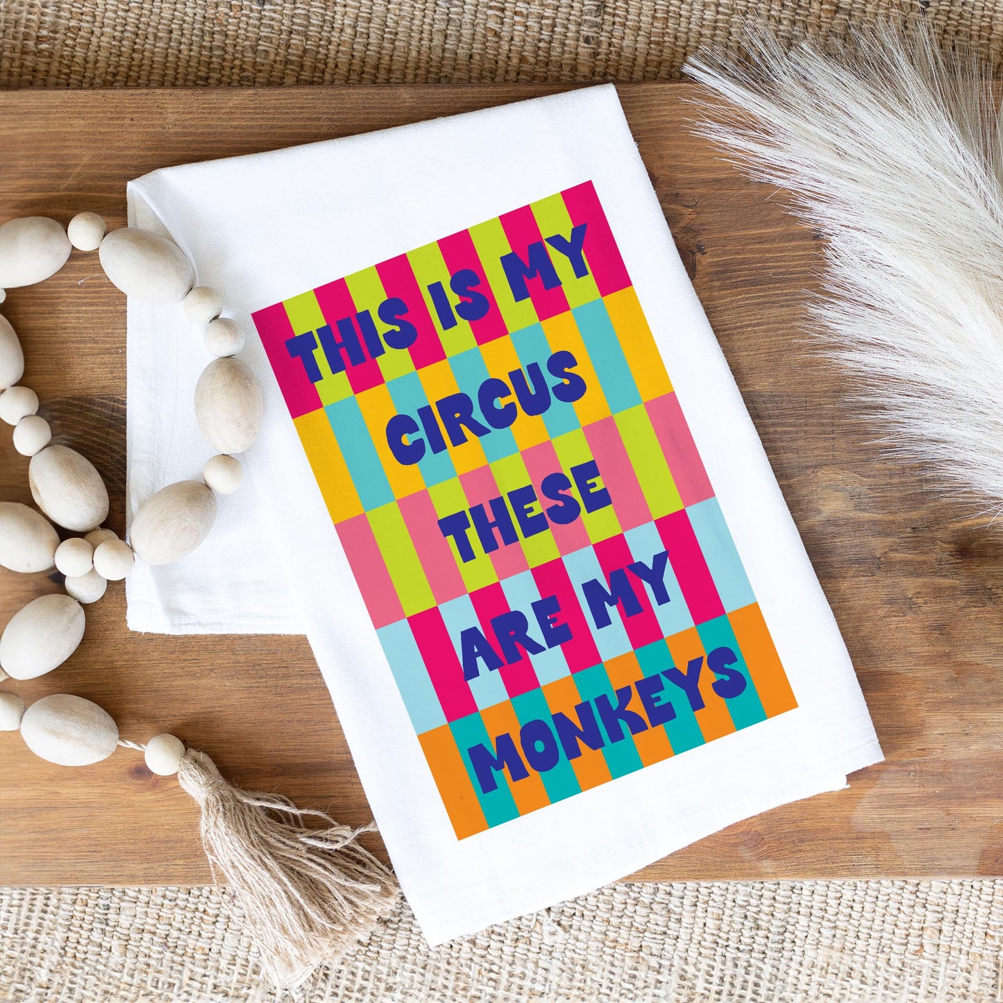 Cotton Tea Towel White-Summer Daze My Circus -1
