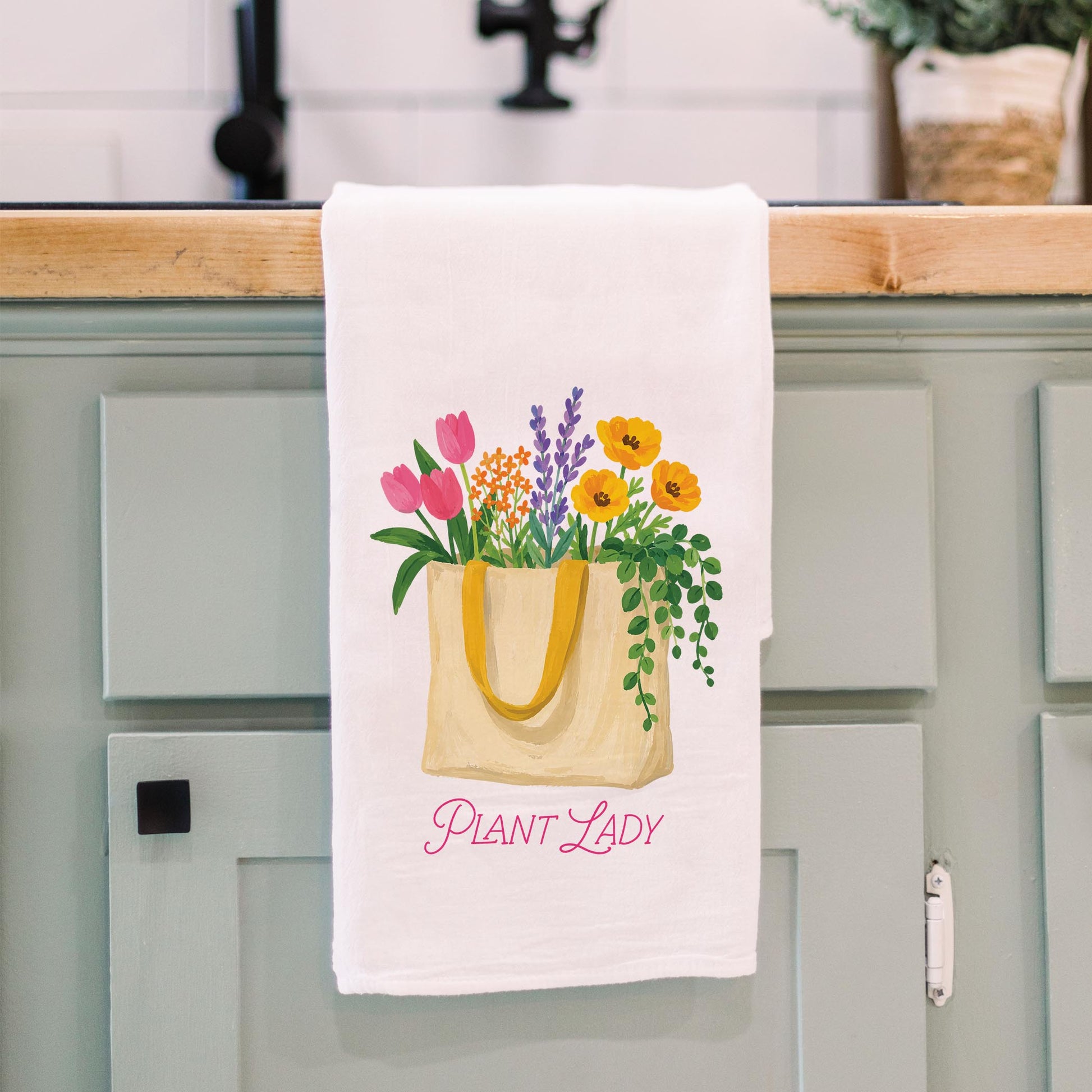 Cotton Tea Towel White-Plant Lady -3
