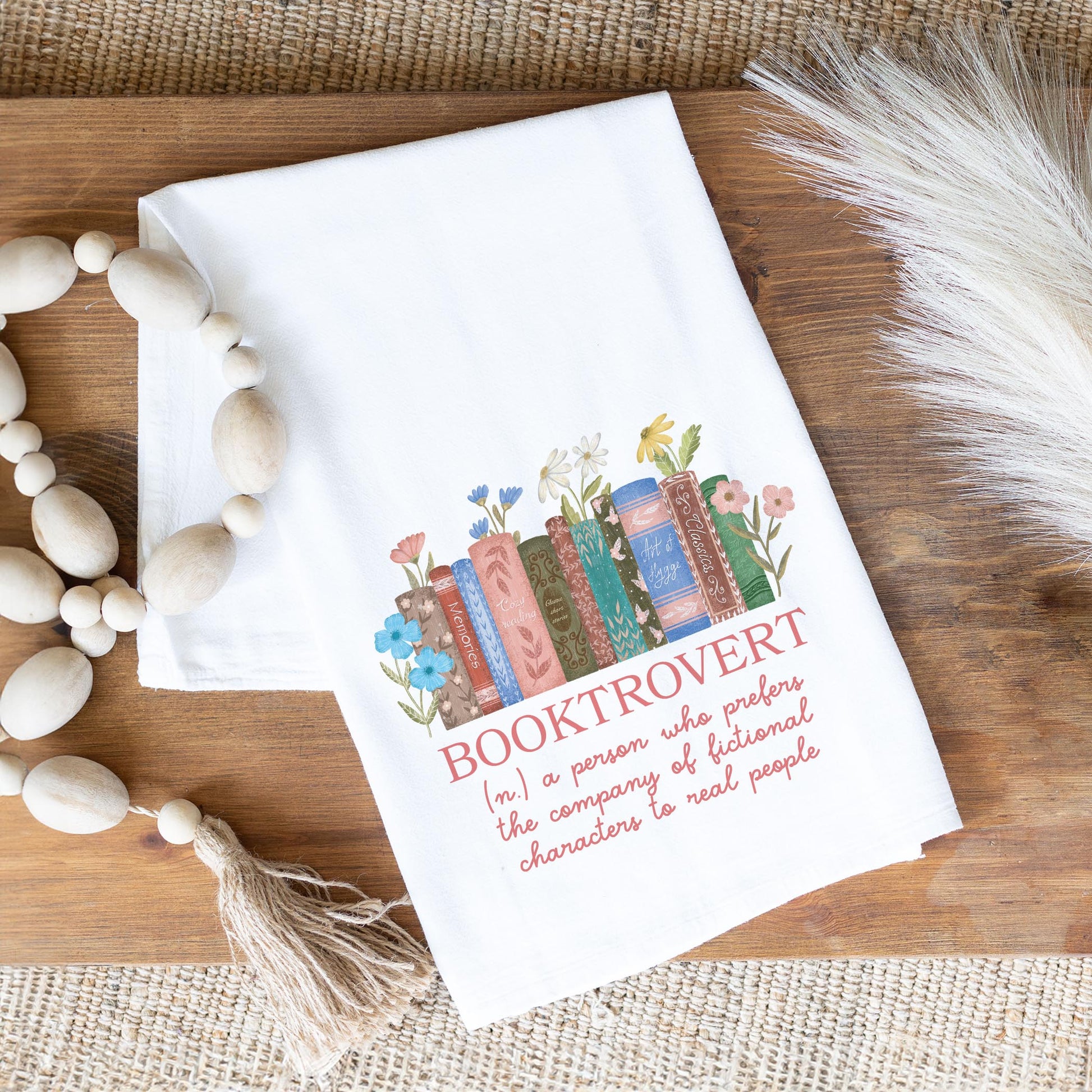 Cotton Tea Towel White-Pretty Little Chapters Booktrovert Definition -1