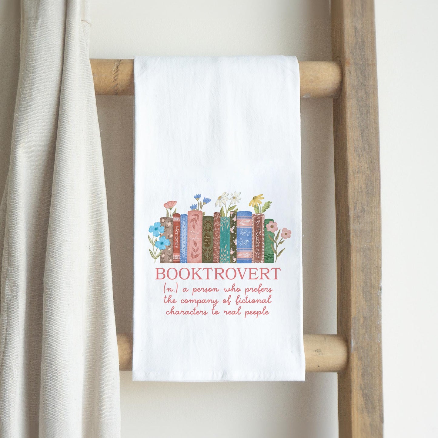 Cotton Tea Towel White-Pretty Little Chapters Booktrovert Definition -2