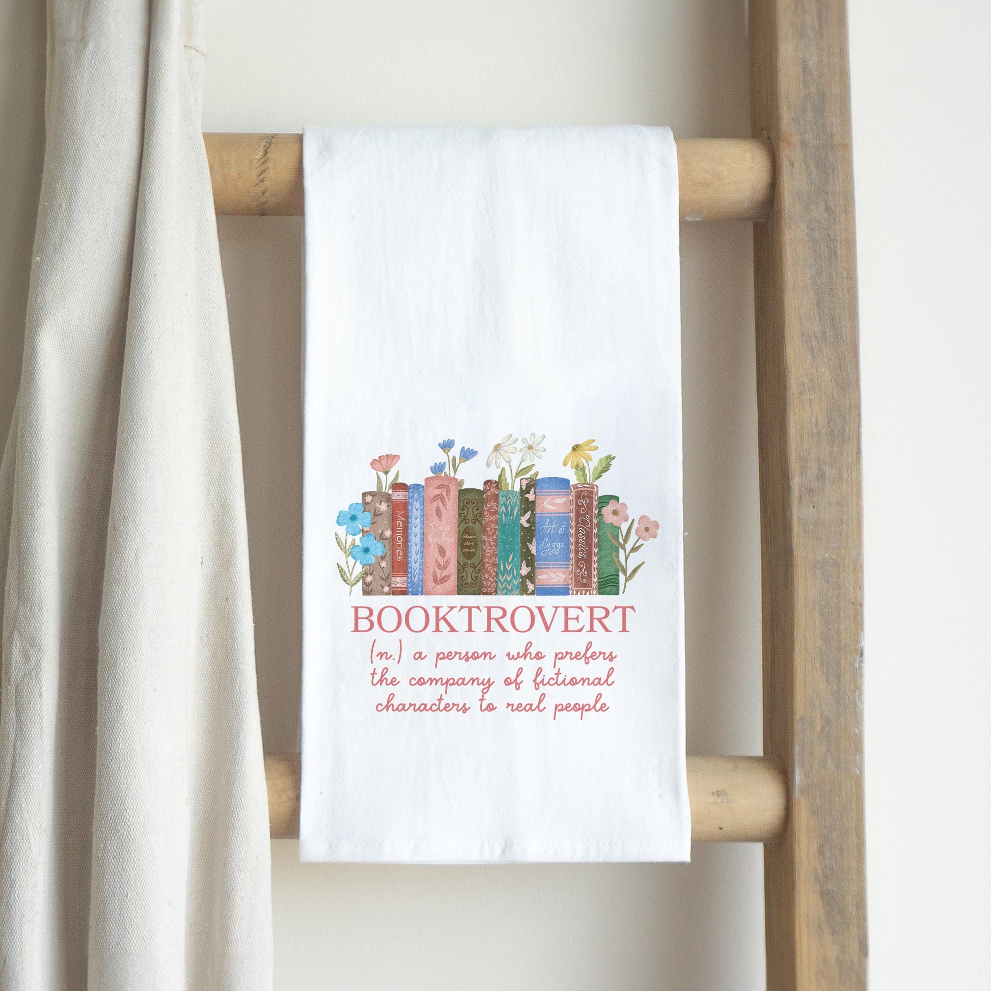 Cotton Tea Towel White-Pretty Little Chapters Booktrovert Definition -2