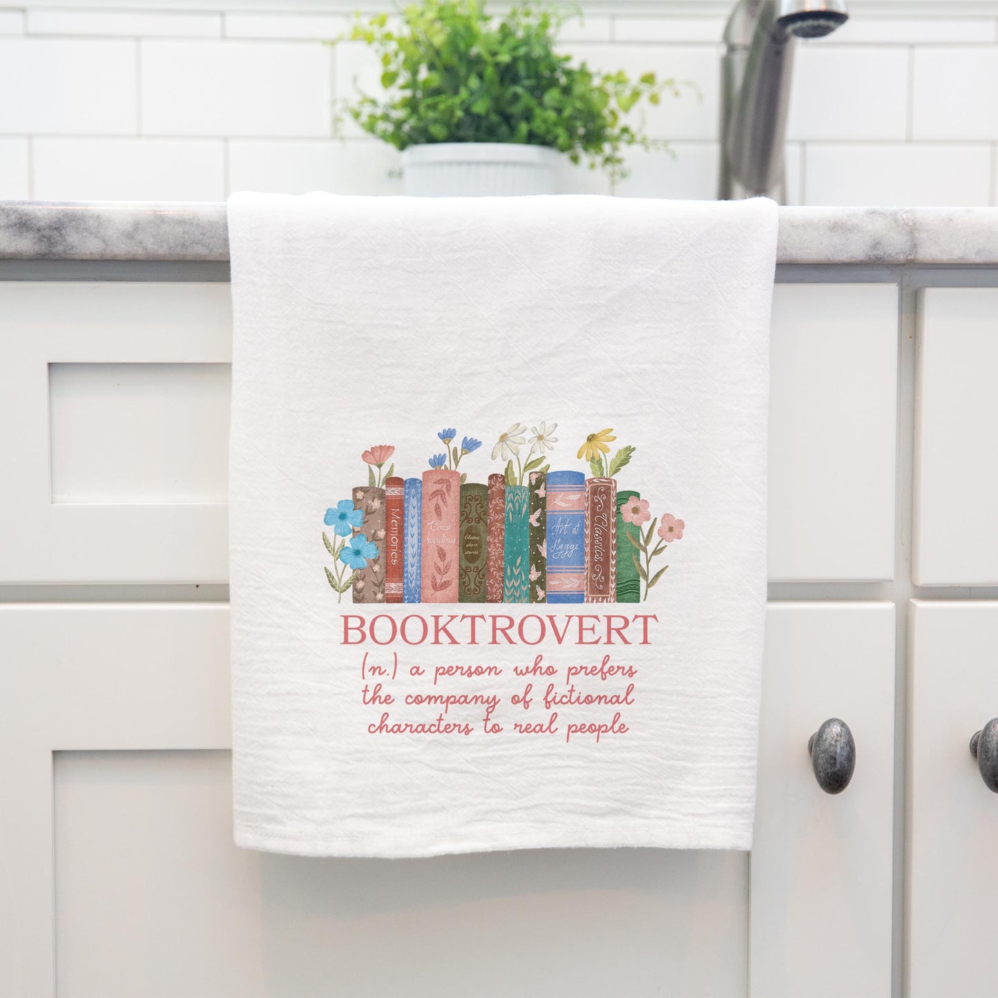 Cotton Tea Towel White-Pretty Little Chapters Booktrovert Definition -4