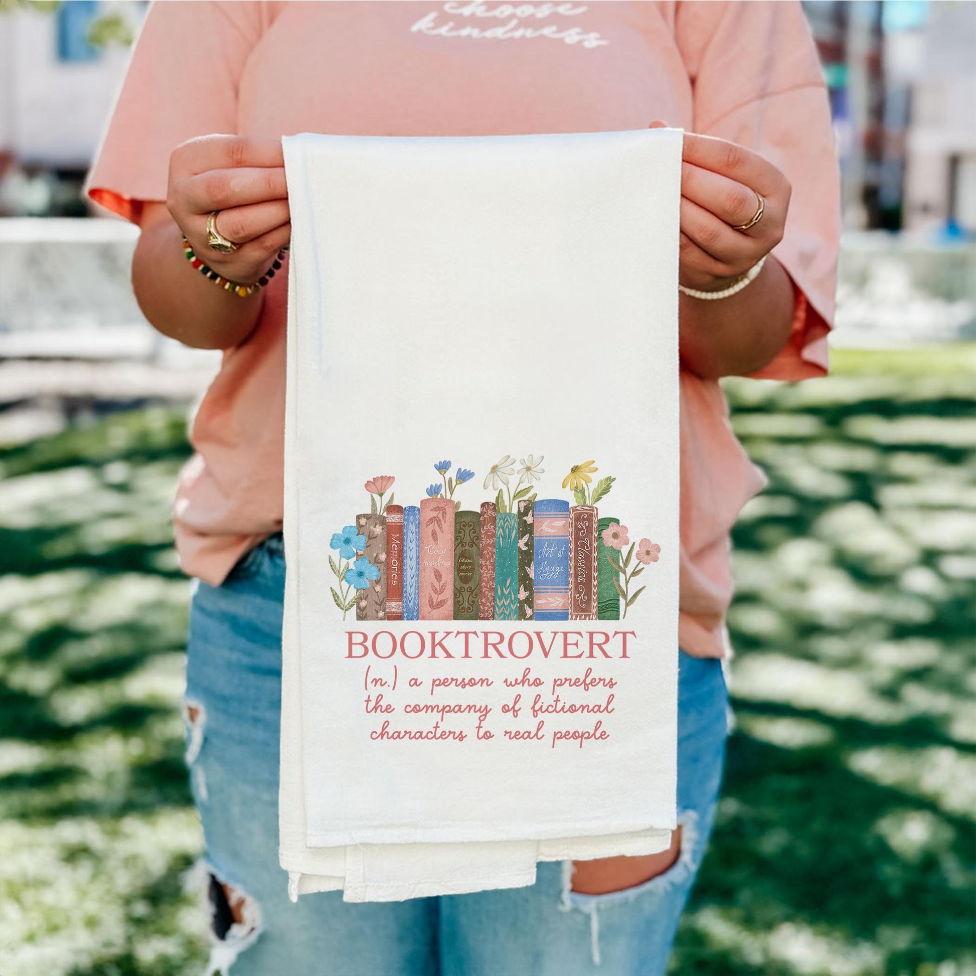 Cotton Tea Towel White-Pretty Little Chapters Booktrovert Definition -5