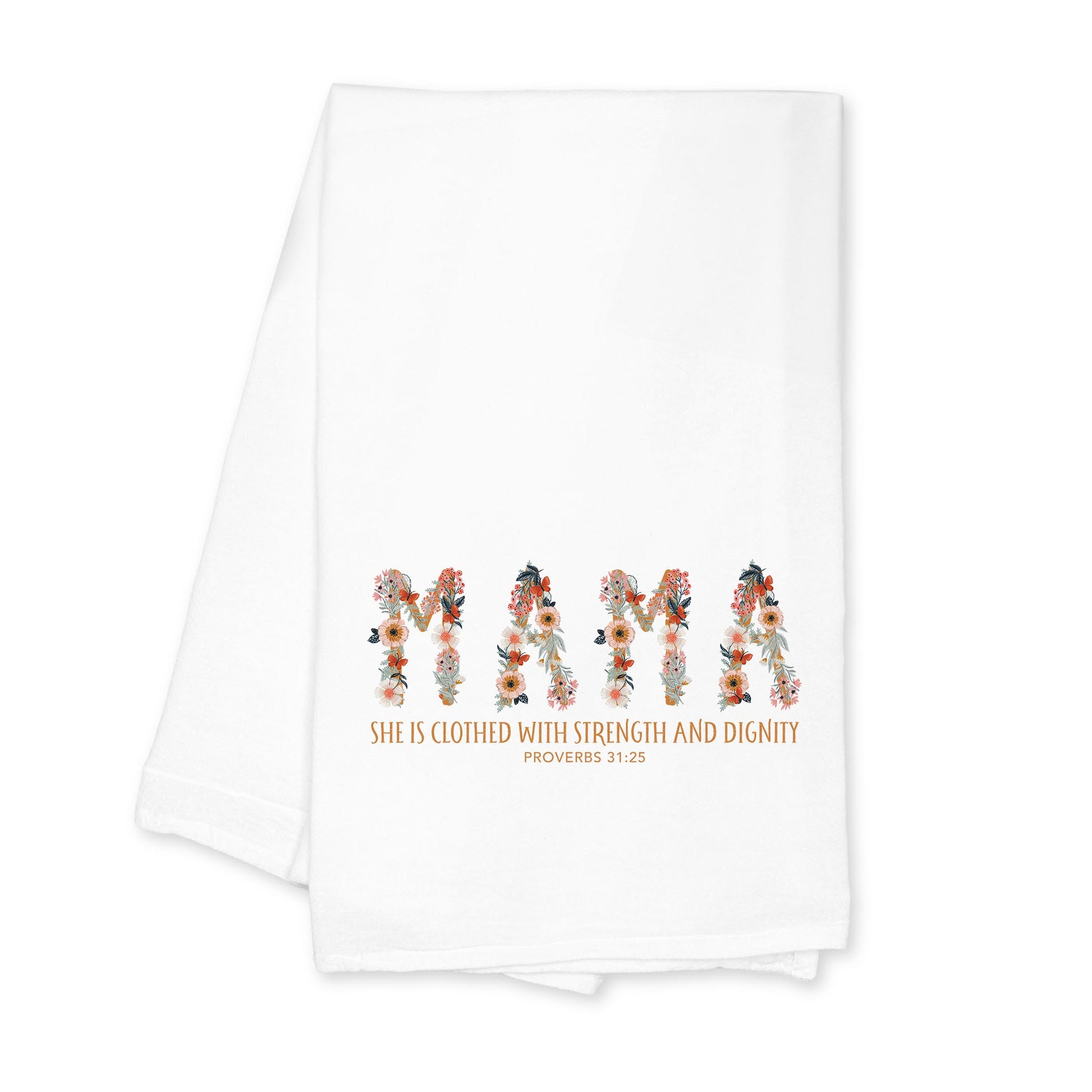 Cotton Tea Towel White-Pretty Things Floral Faith Mama -0