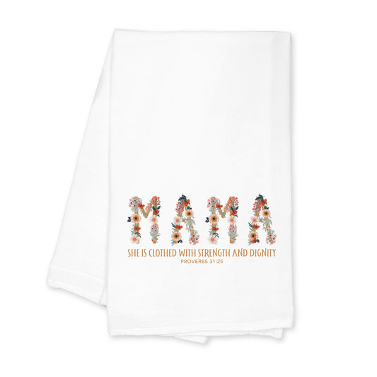 Cotton Tea Towel White-Pretty Things Floral Faith Mama -0