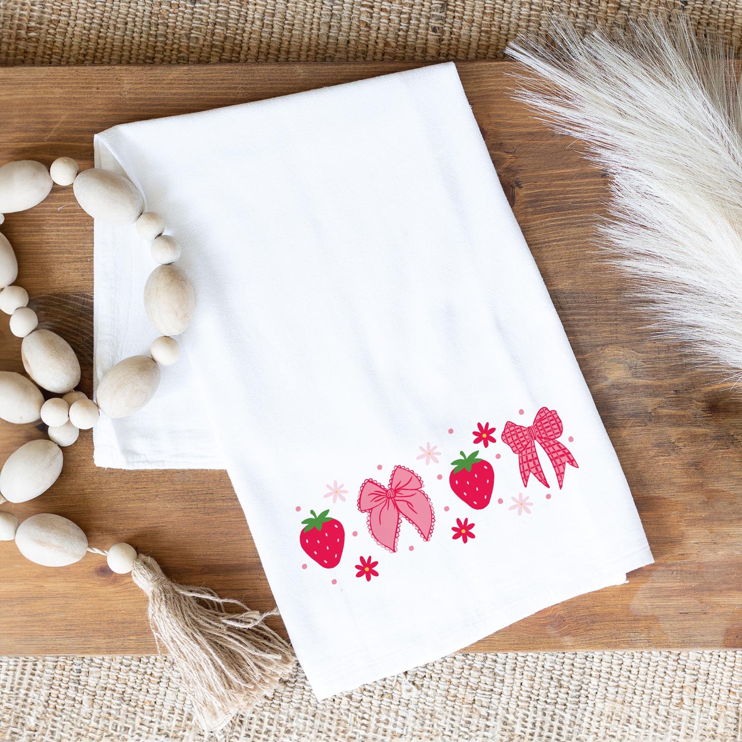 Cotton Tea Towel White-Strawberry Parlor -1
