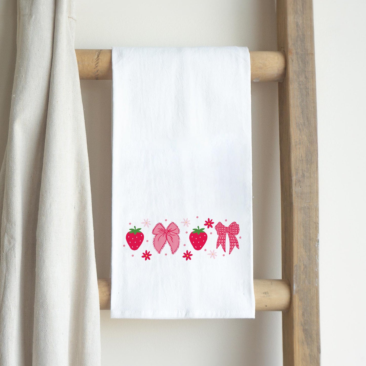 Cotton Tea Towel White-Strawberry Parlor -2