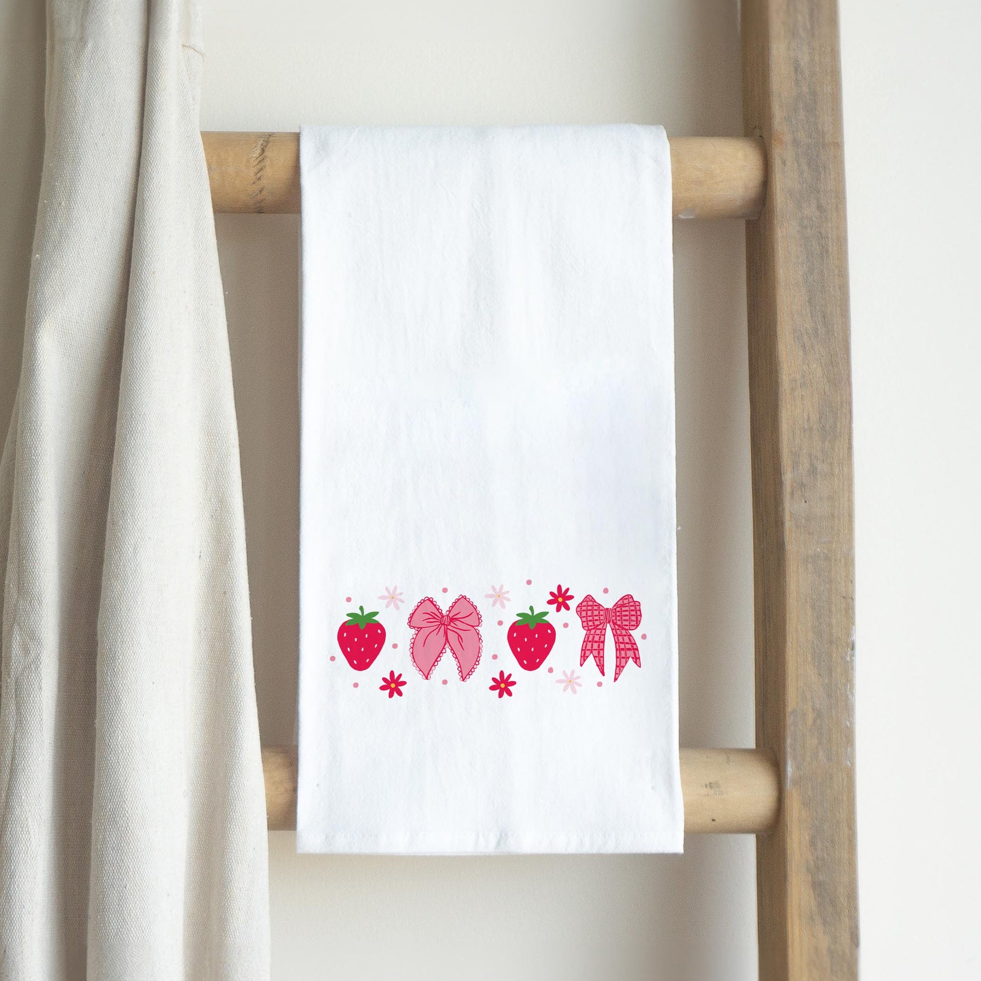 Cotton Tea Towel White-Strawberry Parlor -2