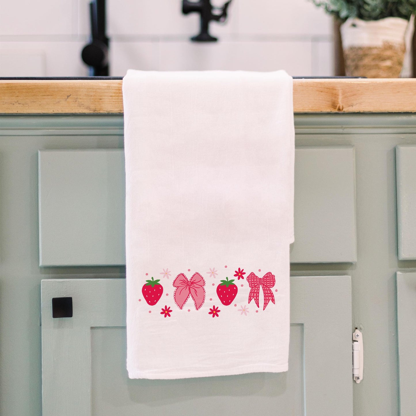 Cotton Tea Towel White-Strawberry Parlor -3