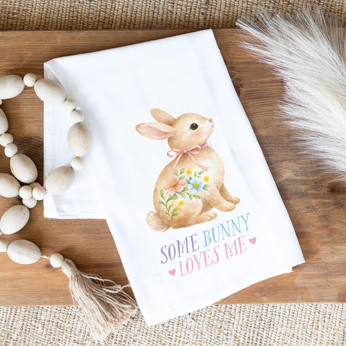 Cotton Tea Towel White-Cottage Easter -1