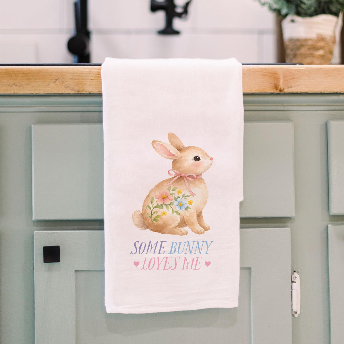 Cotton Tea Towel White-Cottage Easter -3