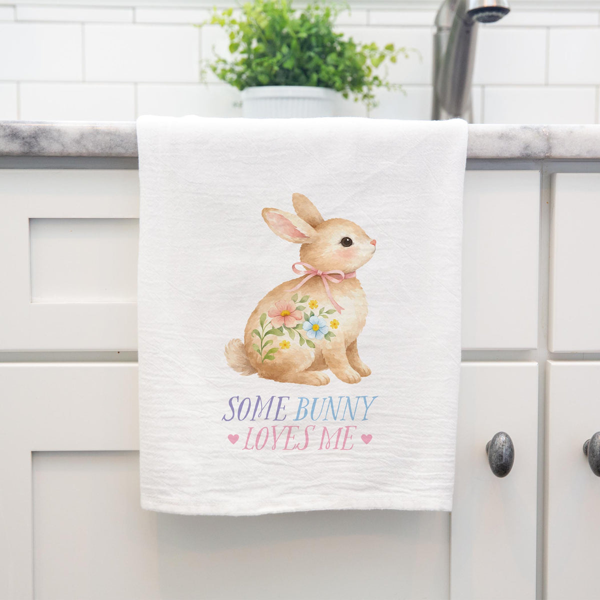 Cotton Tea Towel White-Cottage Easter -4