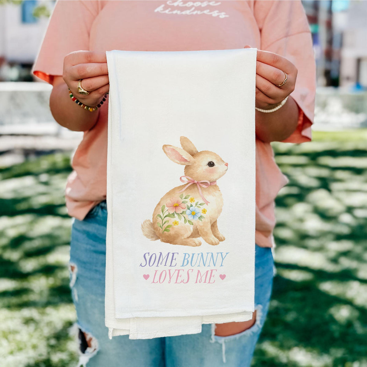 Cotton Tea Towel White-Cottage Easter -5
