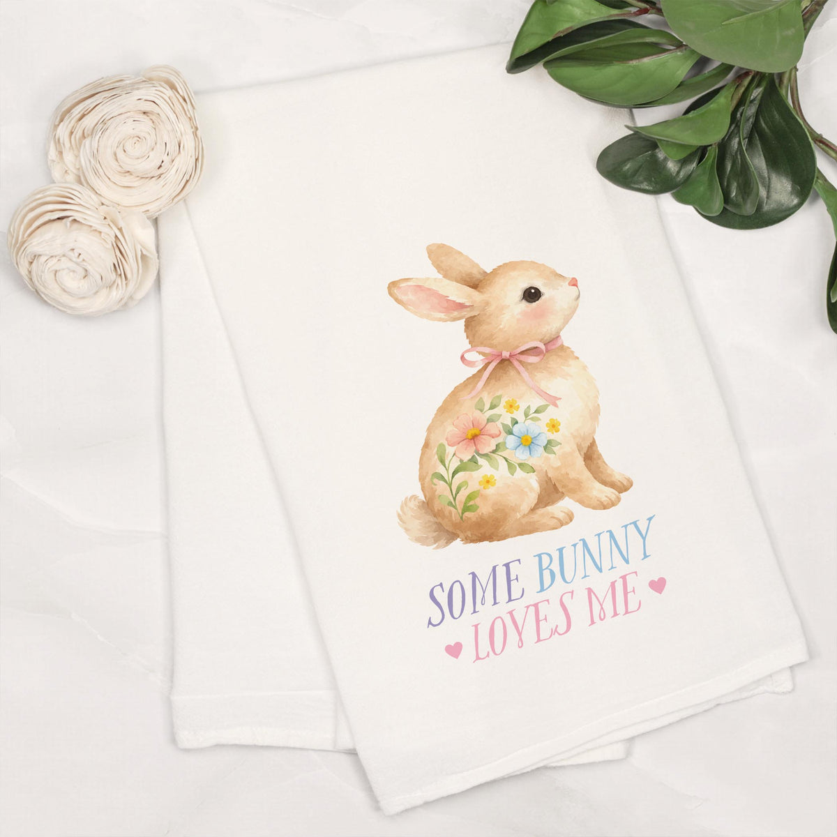 Cotton Tea Towel White-Cottage Easter -6