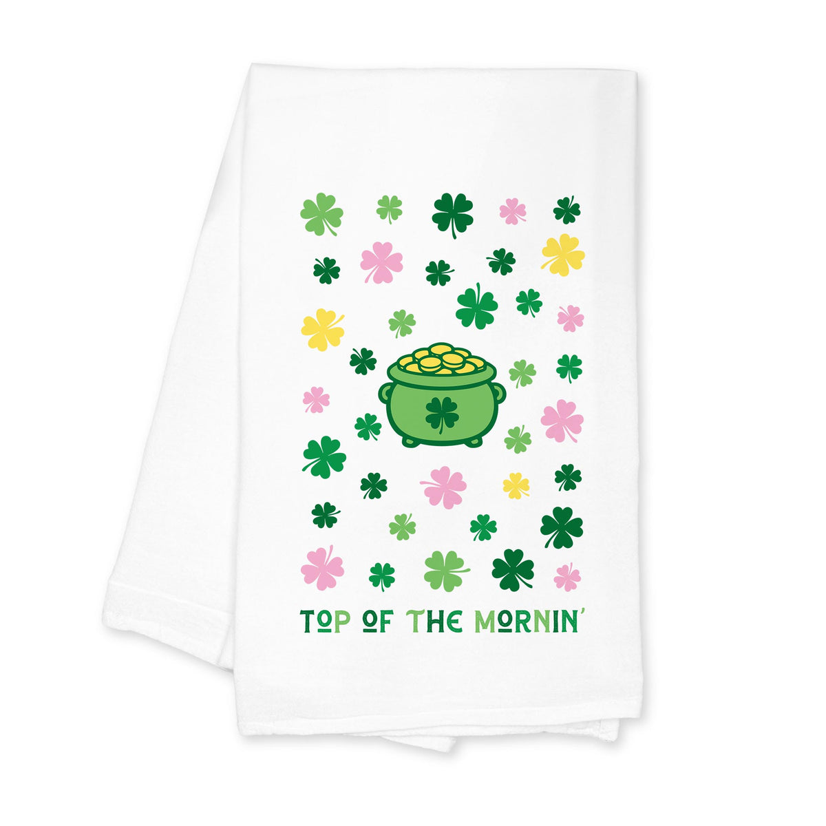Cotton Tea Towel White-St. Patty's Day -0