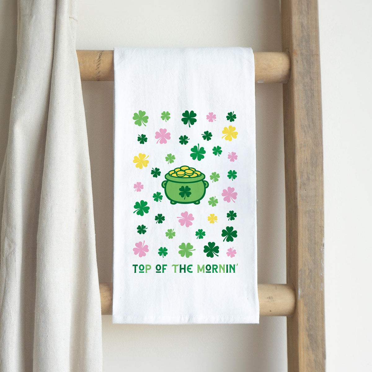 Cotton Tea Towel White-St. Patty's Day -2