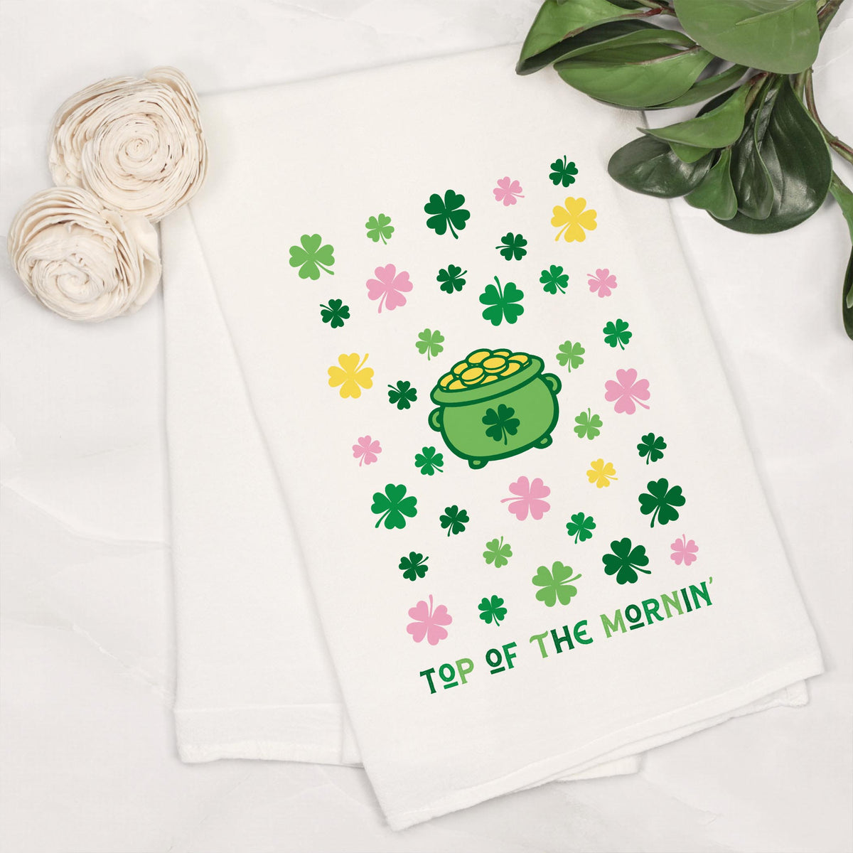 Cotton Tea Towel White-St. Patty's Day -6