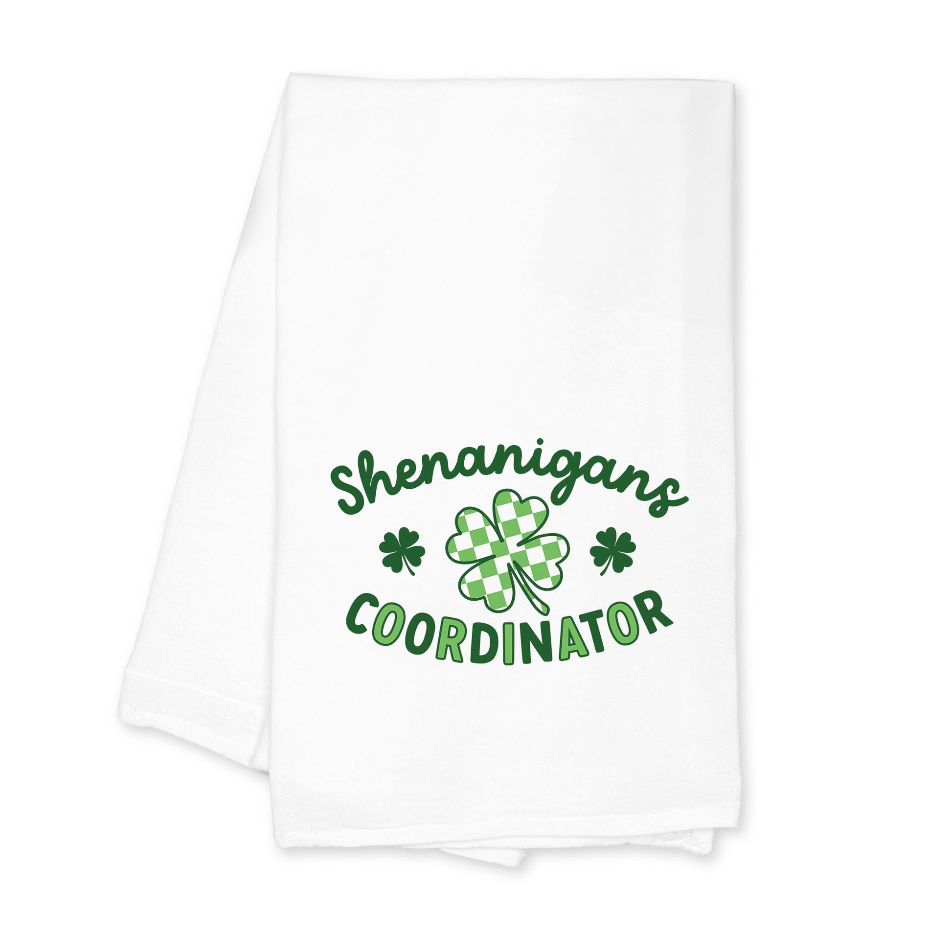 Cotton Tea Towel White-St. Patrick's Day Shenanigans Coordinator -0